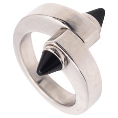 CARTIER Paris Geometric Menotte Bypass Ring In 18Kt Gold With Black Onyx Sz 51