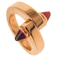 Cartier Paris Bague géométrique Menotte en or 18 carats avec grenats rhodolite, Taille 53