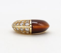 Cartier Paris Geometric Ring 18Kt Yellow Gold with 5.46 Ctw Diamonds & Tiger Eye