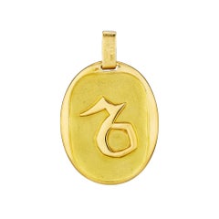 Cartier Paris George L'Enfant Capricorn Zodiac Vintage Oval Gold Pendant