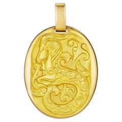 Cartier Paris George L'Enfant Capricorn Zodiac Vintage Oval Gold Pendant