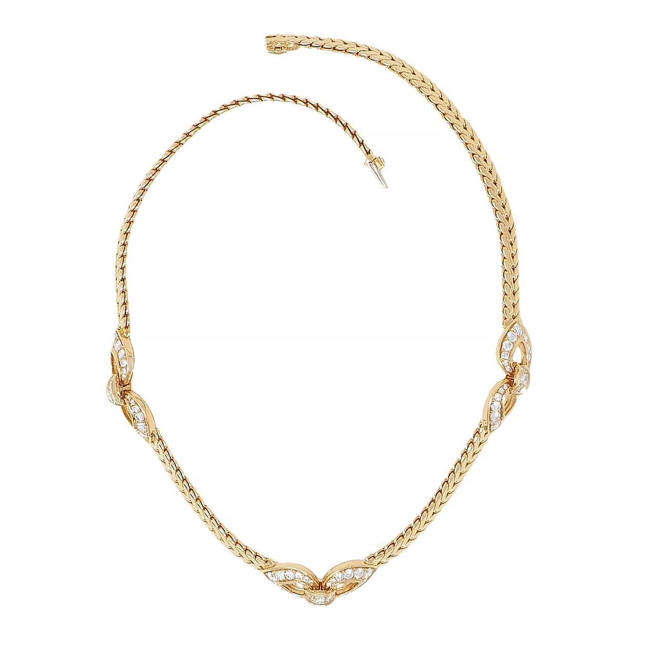 Brilliant Cut Cartier Paris Georges L'Enfant 3.45 CTW Diamond 18K Gold Agrafe Collar Necklace