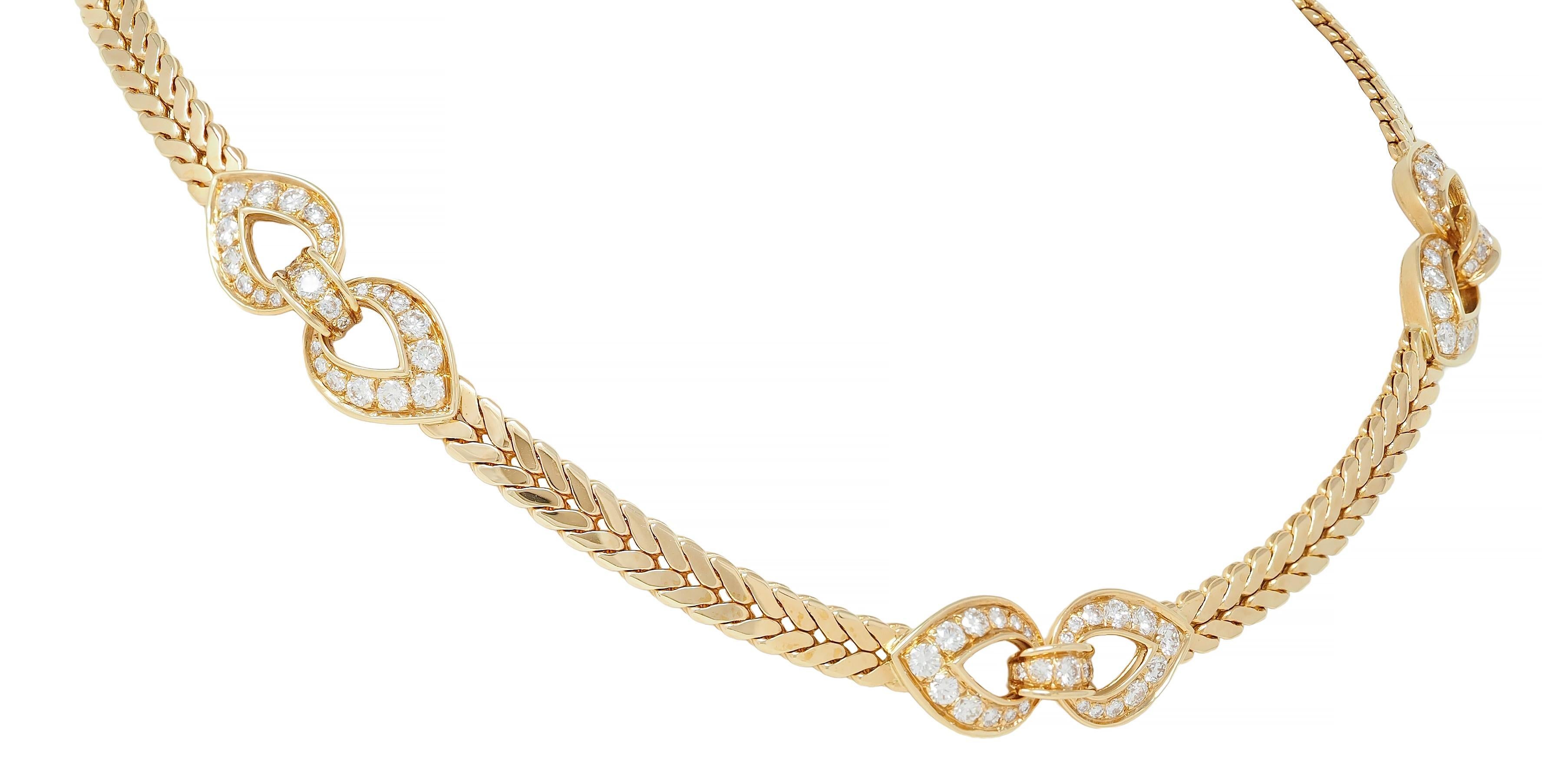 Cartier Paris Georges L'Enfant 3.45 CTW Diamond 18K Gold Agrafe Collar Necklace In Excellent Condition In Philadelphia, PA