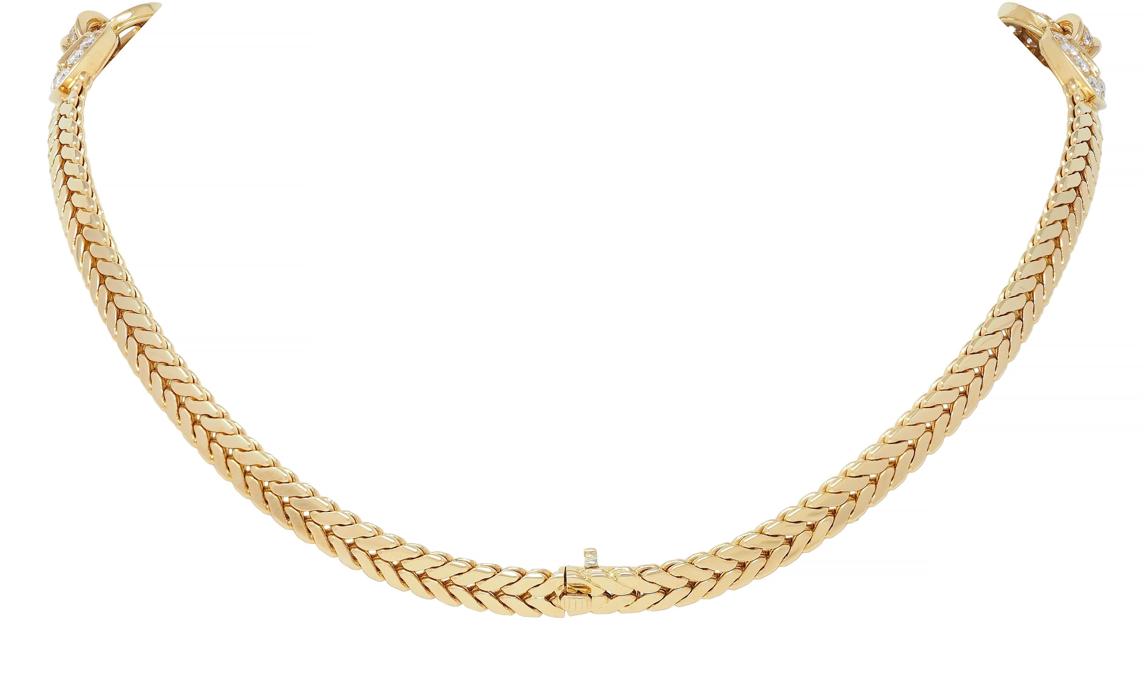 Women's or Men's Cartier Paris Georges L'Enfant 3.45 CTW Diamond 18K Gold Agrafe Collar Necklace