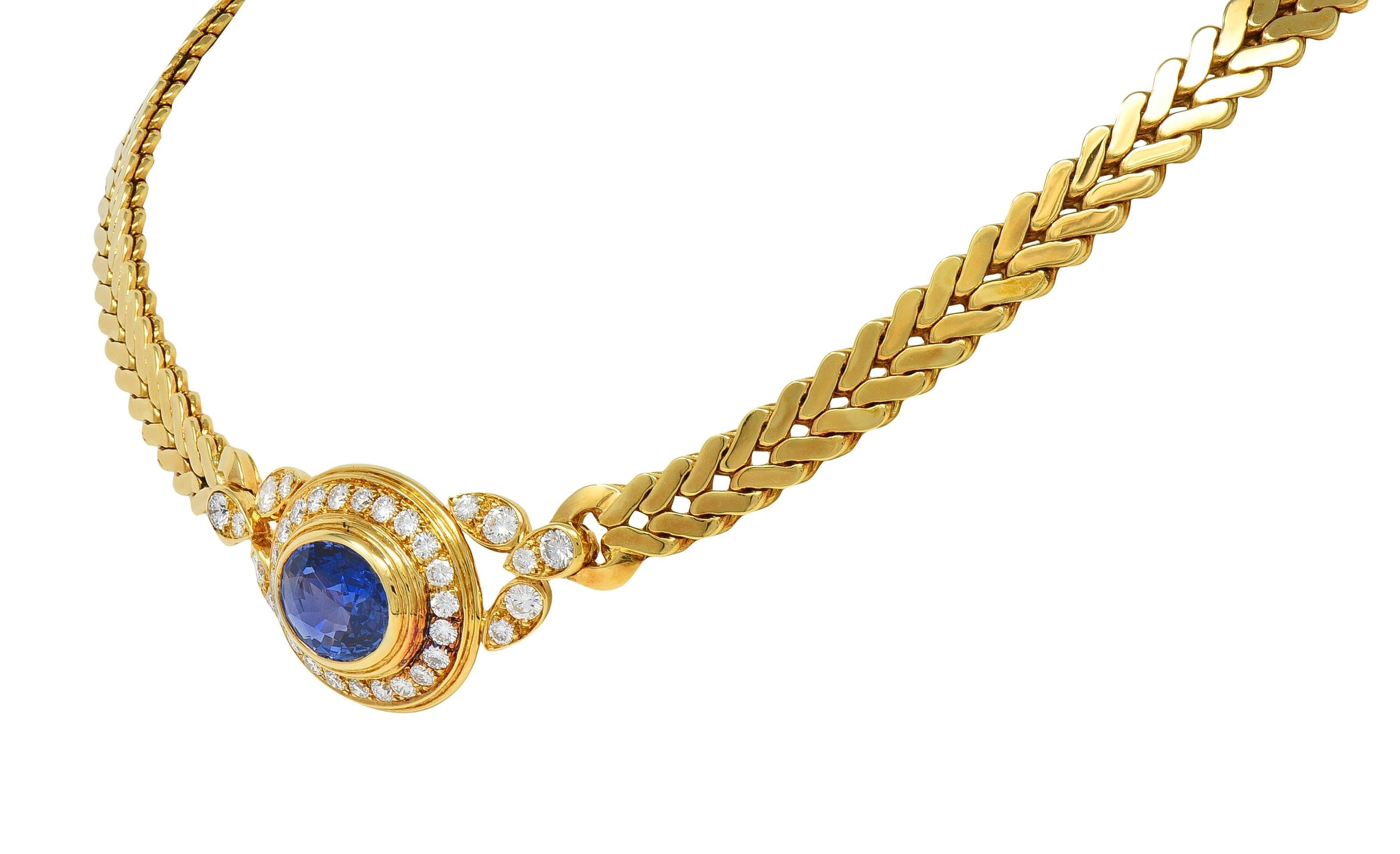 Cartier Paris Georges L'Enfant Ceylon Saphir Diamant 18K Gold Vintage By Halskette im Zustand „Hervorragend“ im Angebot in Philadelphia, PA
