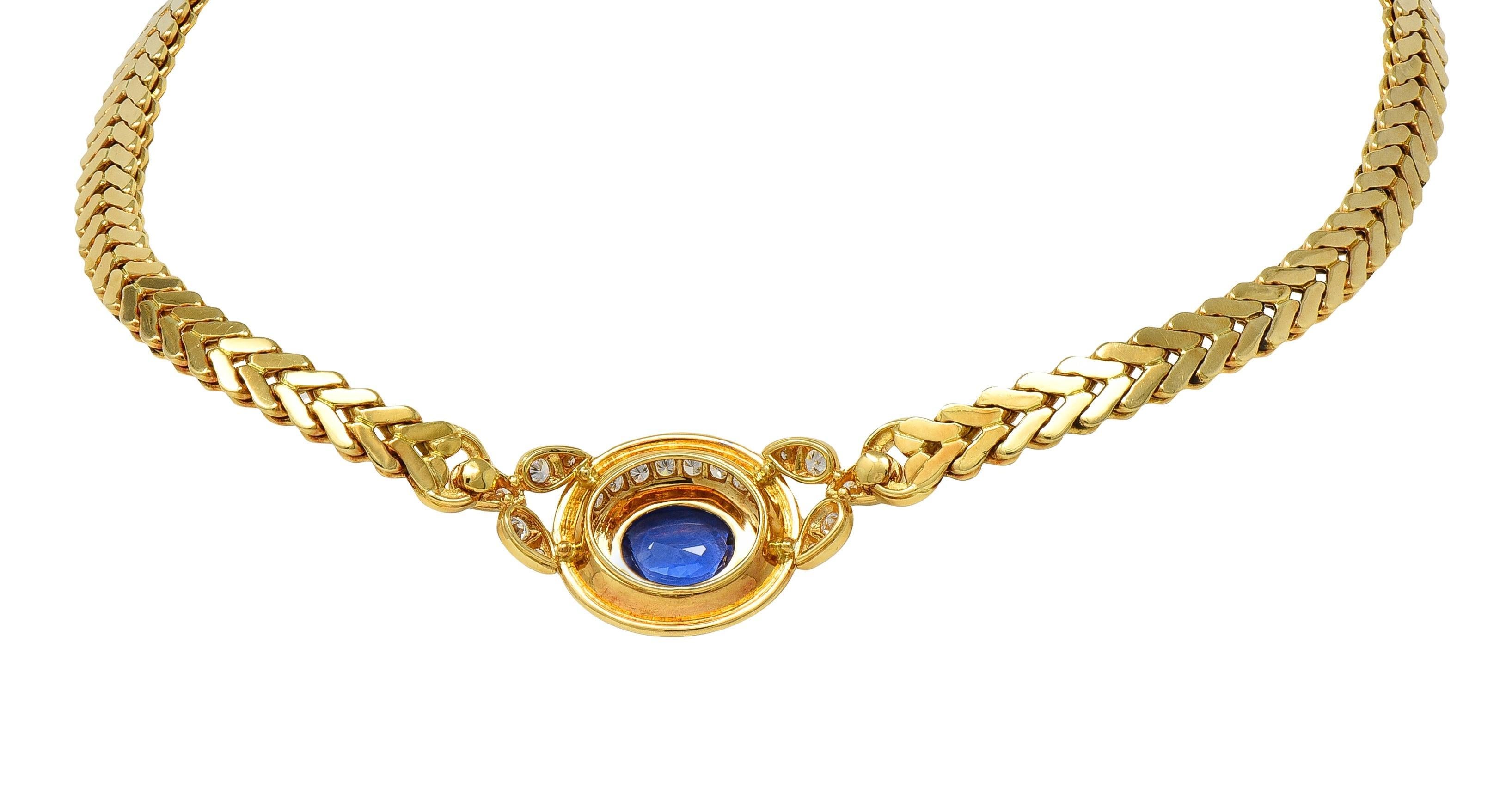 Cartier Paris Georges L'Enfant Ceylon Saphir Diamant 18K Gold Vintage By Halskette Damen im Angebot