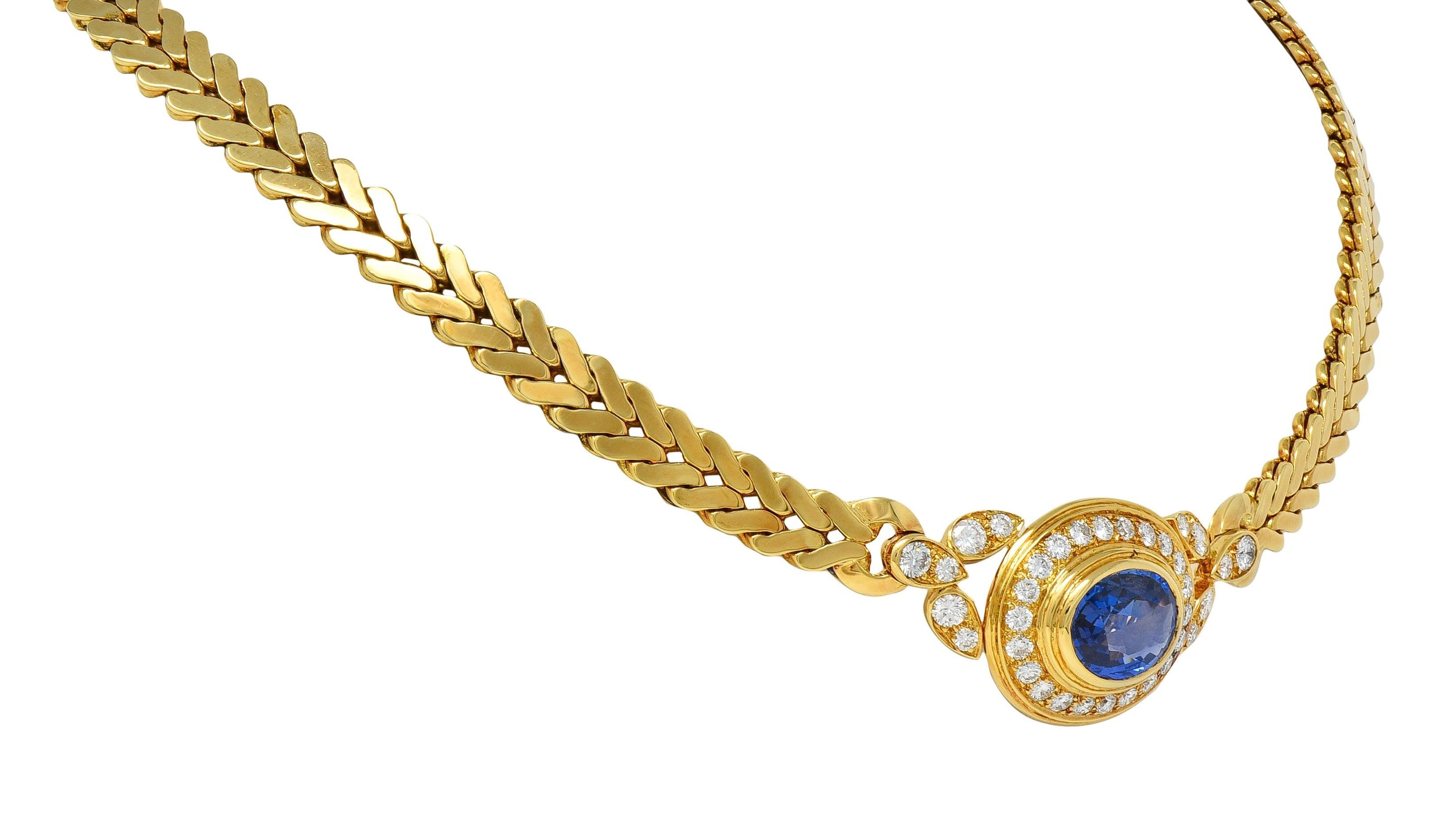 Cartier Paris Georges L'Enfant Ceylon Saphir Diamant 18K Gold Vintage By Halskette im Angebot 1