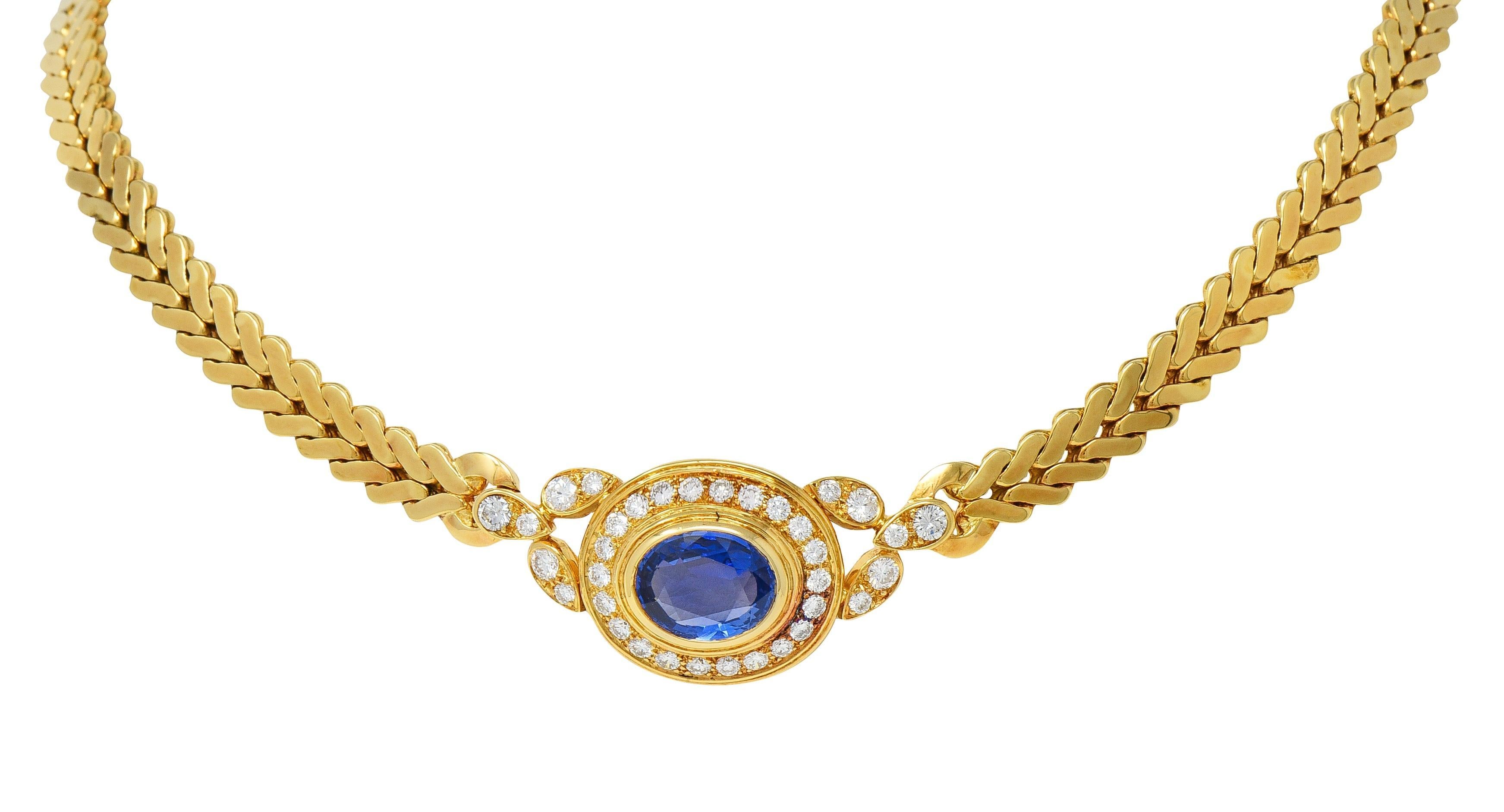 Cartier Paris Georges L'Enfant Ceylon Saphir Diamant 18K Gold Vintage By Halskette im Angebot 4