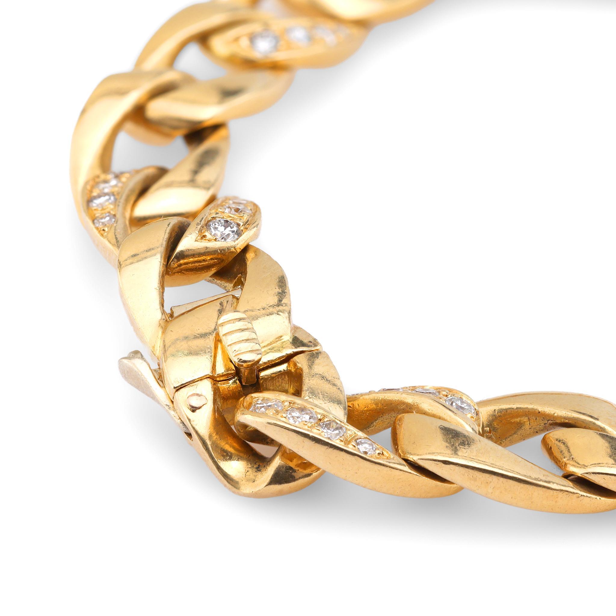 Modern Cartier Paris Georges L'Enfant diamond 18k yellow gold link chain bracelet