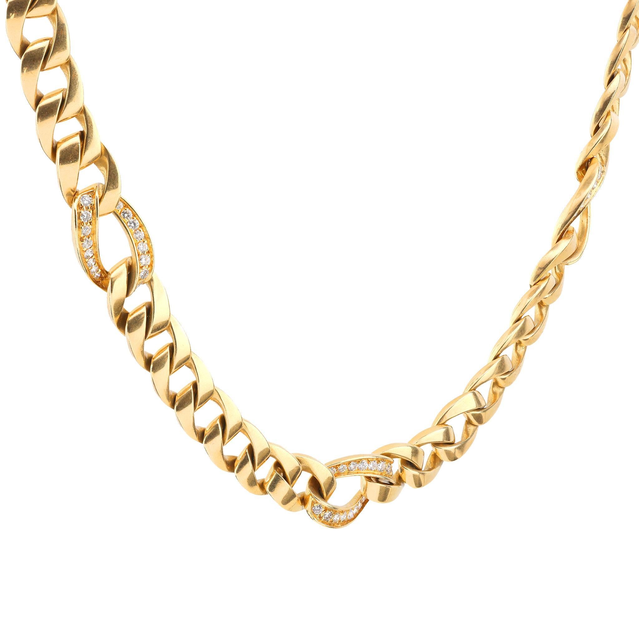 Modern Cartier Paris Georges L'Enfant diamond 18k yellow gold link chain necklace