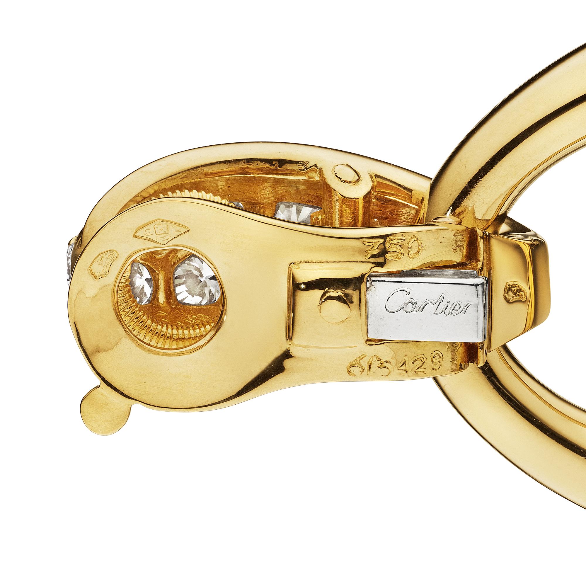 Modernist Cartier Paris Georges L'Enfant Diamond Gold Door Knocker Clip Earrings For Sale