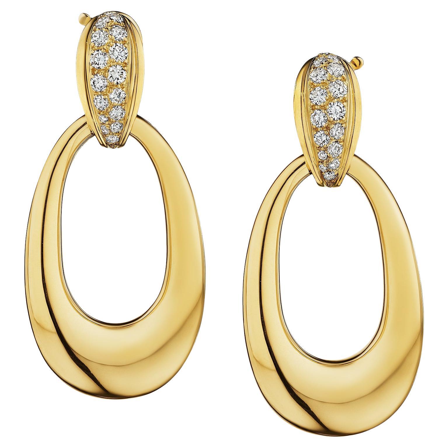 Cartier Paris Georges L'Enfant Diamond Gold Door Knocker Clip Earrings