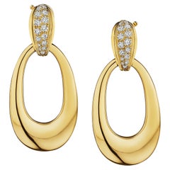 Retro Cartier Paris Georges L'Enfant Diamond Gold Door Knocker Clip Earrings