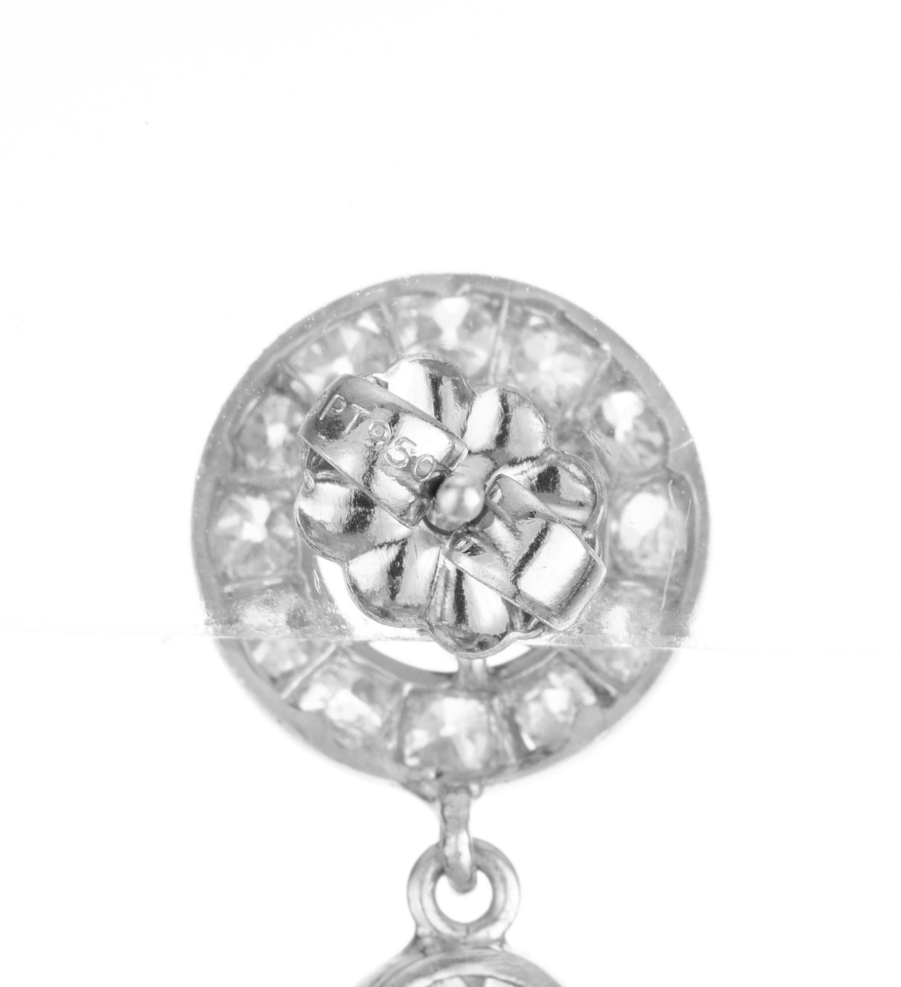 Cartier Paris GIA Certified 7.89 Carat Diamond Platinum Dangle Earrings In Excellent Condition For Sale In Stamford, CT