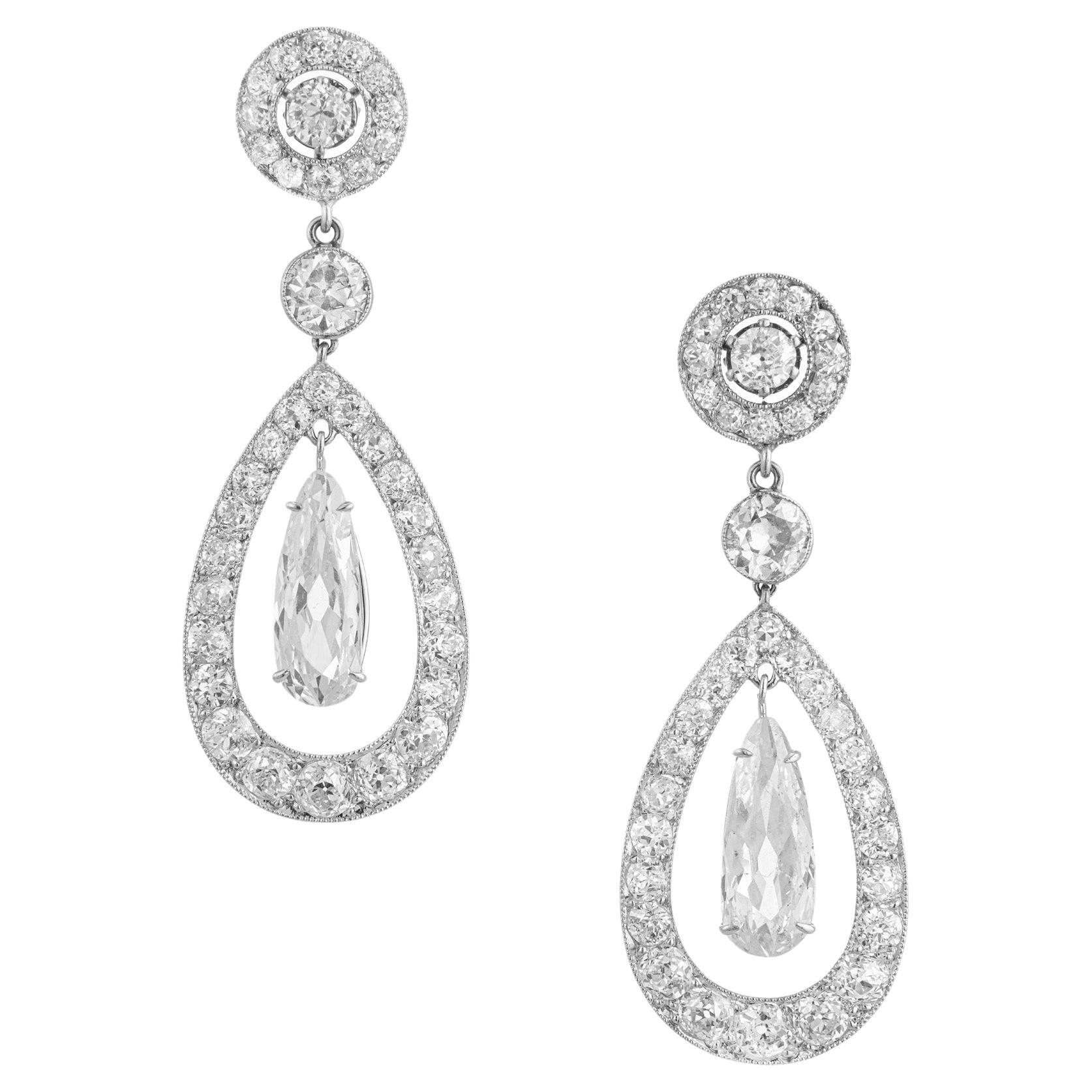 Cartier Paris GIA Certified 7.89 Carat Diamond Platinum Dangle Earrings
