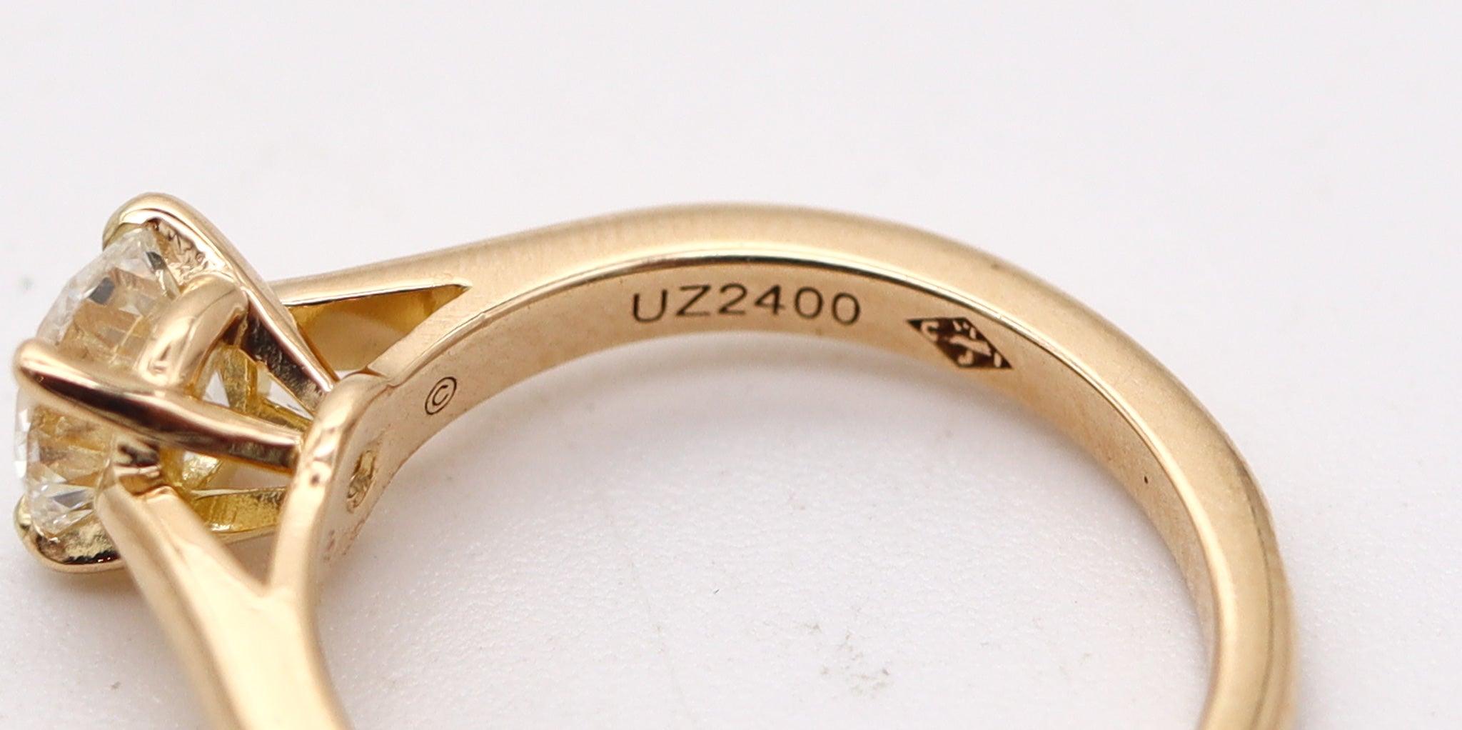 CARTIER Paris Gia Certified Rings Set In 18Kt Gold With 1.10 Cts H VS Diamonds For Sale 5