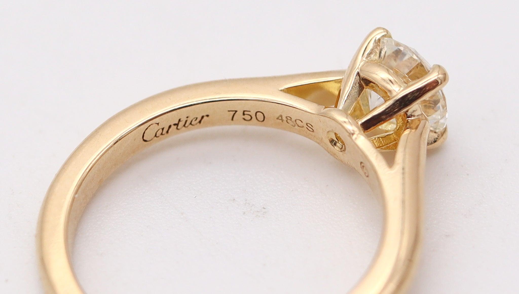 CARTIER Paris Gia Certified Rings Set In 18Kt Gold With 1.10 Cts H VS Diamonds For Sale 6