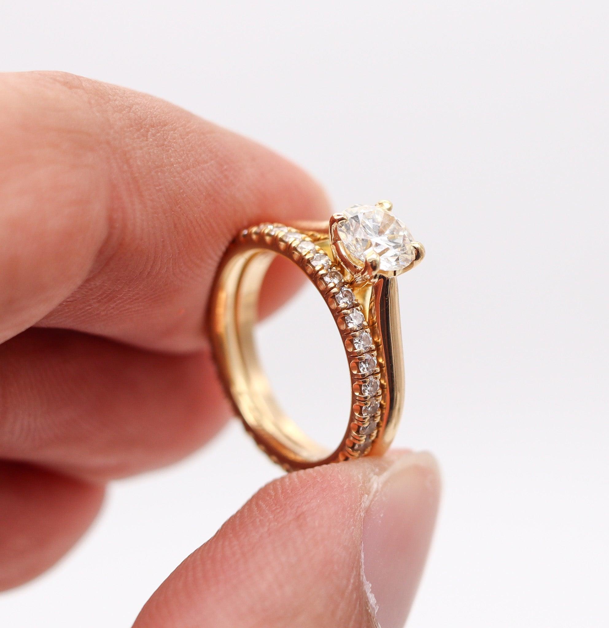 CARTIER Paris Gia Certified Rings Set In 18Kt Gold With 1.10 Cts H VS Diamonds For Sale 7