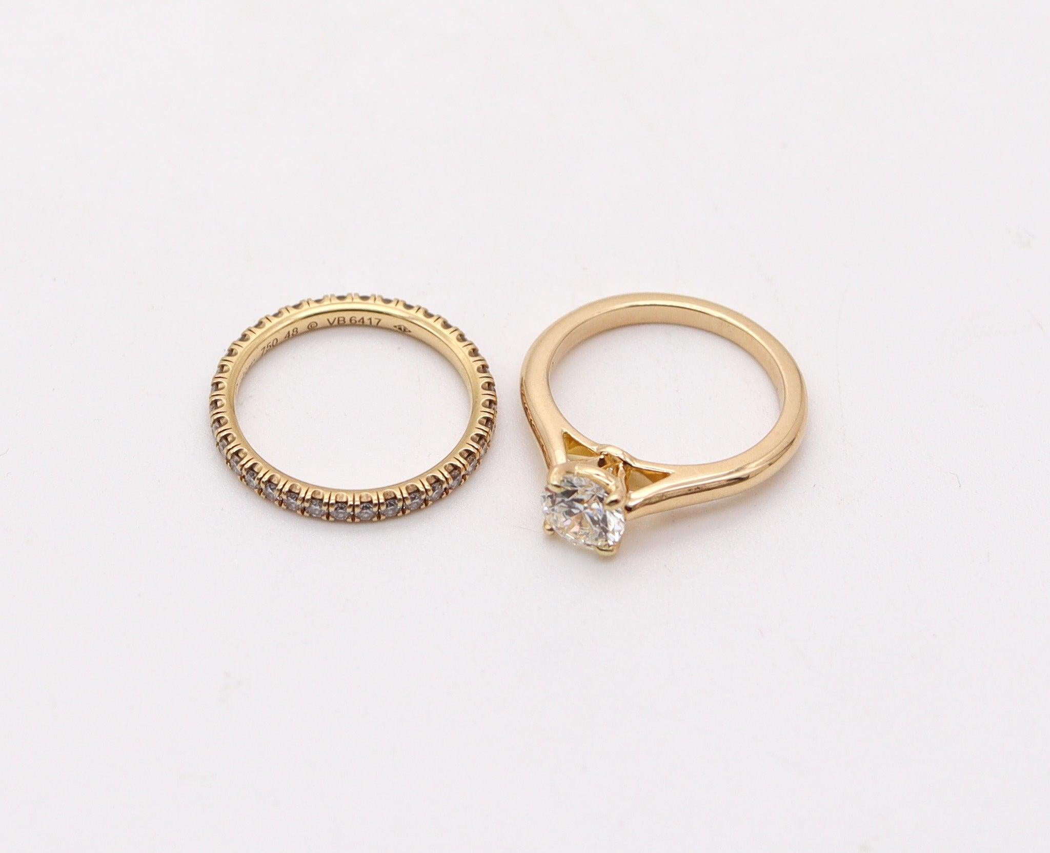 CARTIER Paris Gia Certified Rings Set In 18Kt Gold With 1.10 Cts H VS Diamonds For Sale 8