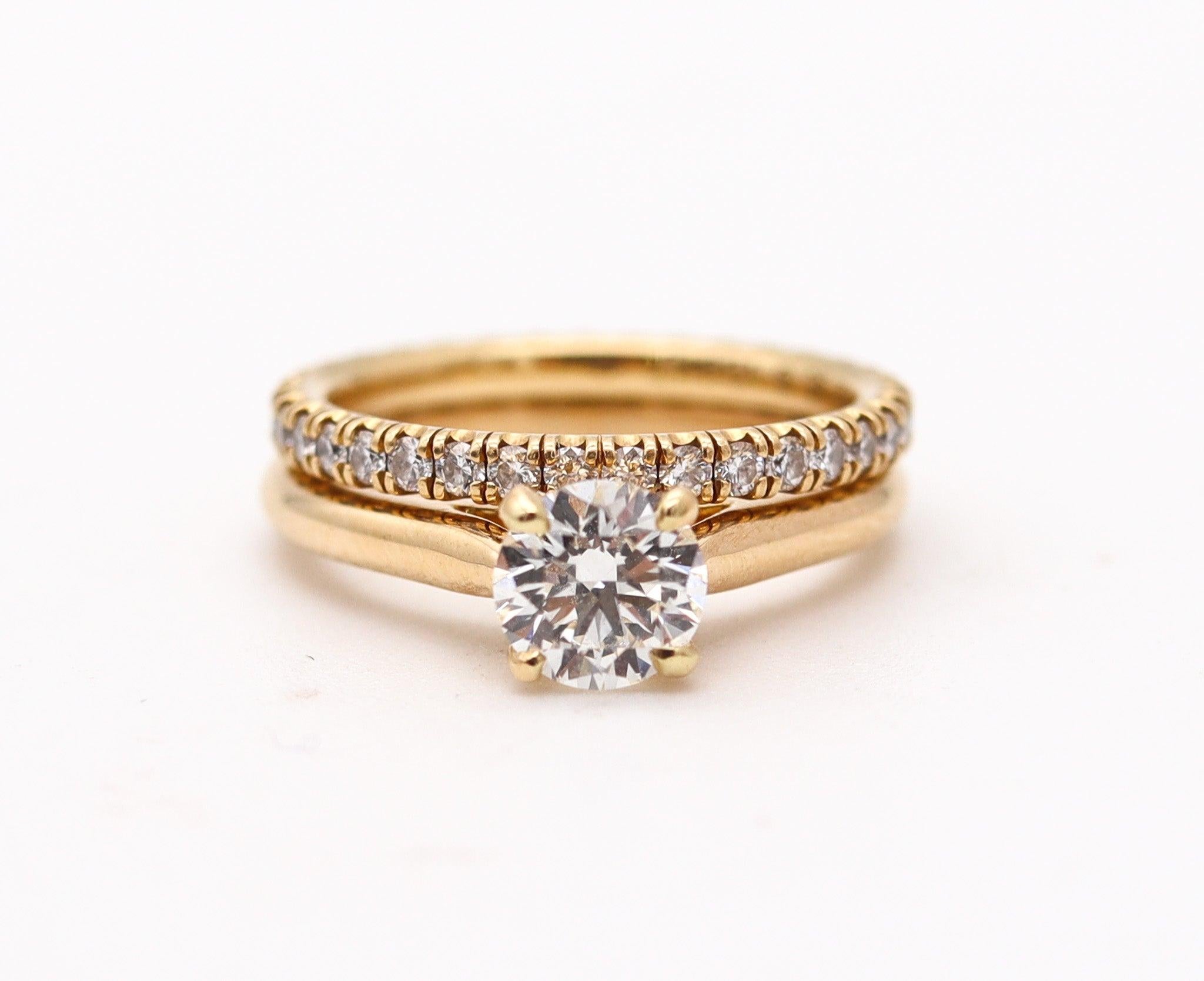 CARTIER Paris Gia Certified Rings Set In 18Kt Gold With 1.10 Cts H VS Diamonds In Excellent Condition For Sale In Miami, FL