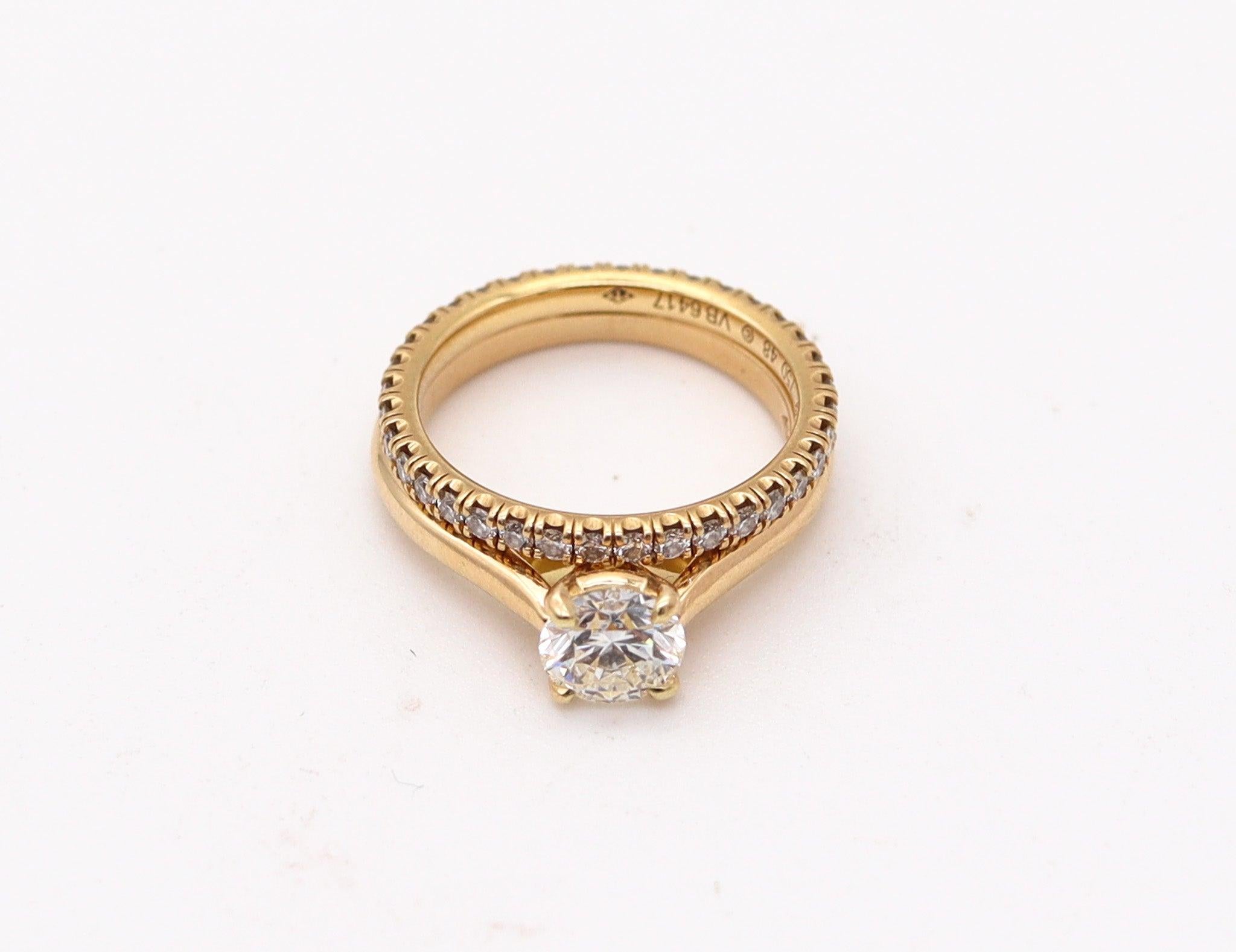 Women's CARTIER Paris Gia Certified Rings Set In 18Kt Gold With 1.10 Cts H VS Diamonds For Sale