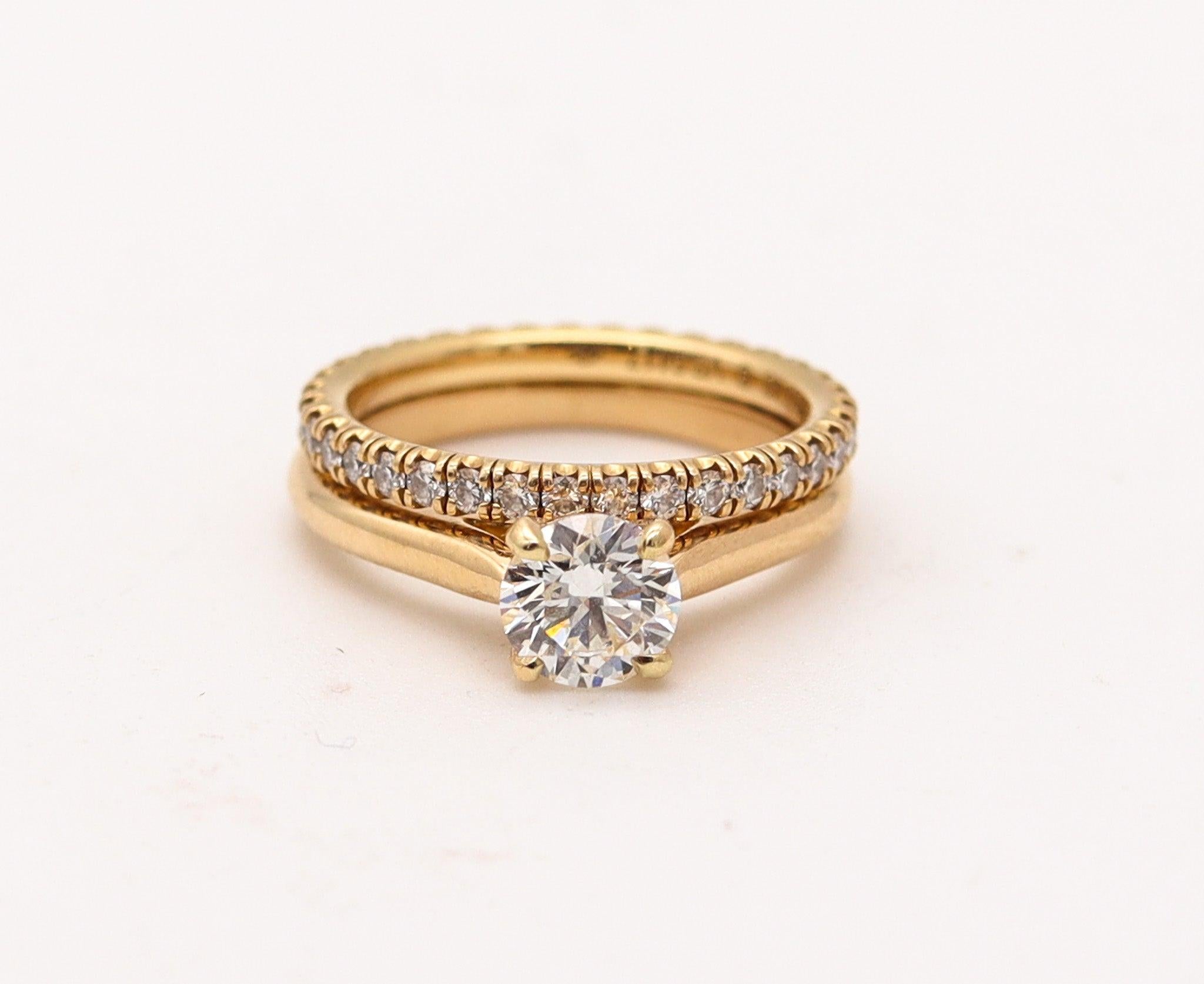 CARTIER Paris Gia Certified Rings Set In 18Kt Gold With 1.10 Cts H VS Diamonds For Sale 1
