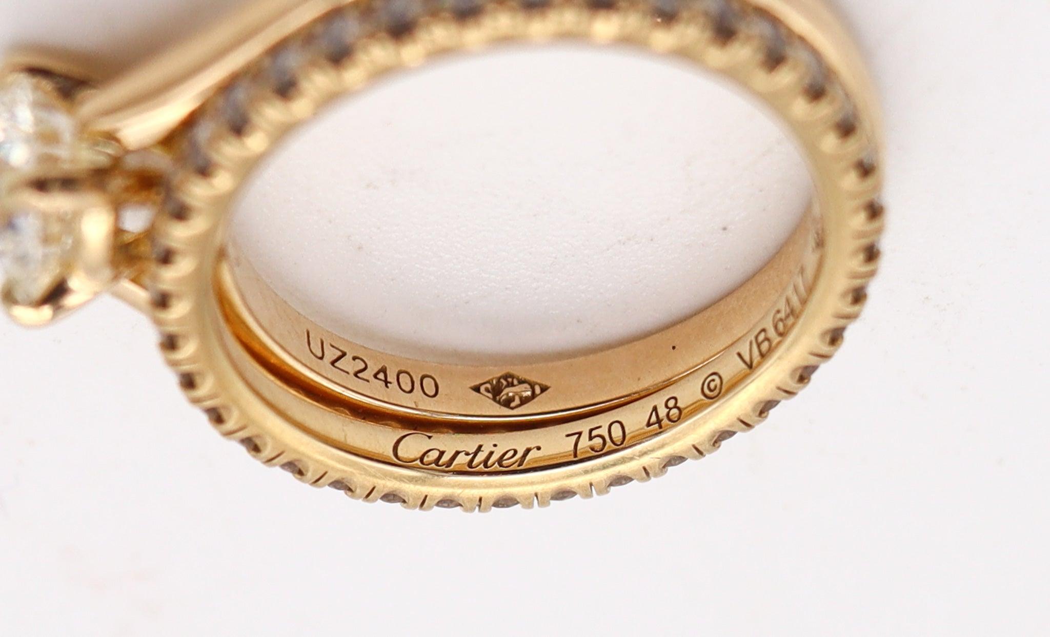 CARTIER Paris Gia Certified Rings Set In 18Kt Gold With 1.10 Cts H VS Diamonds For Sale 3