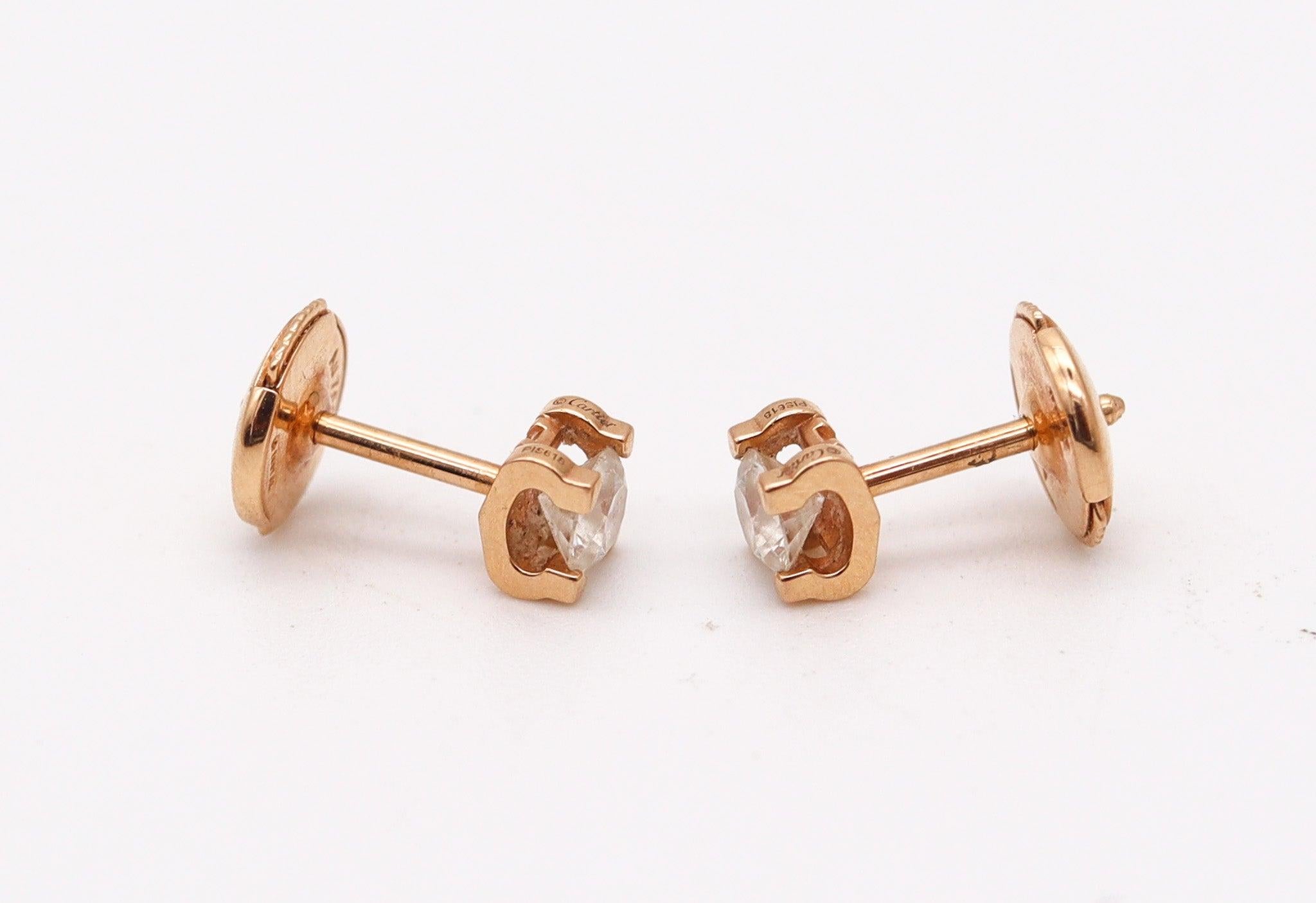 Brilliant Cut CARTIER Paris Gia Certified Studs Earrings 18Kt Gold With 0.50 Cts E VS 1 In Box For Sale