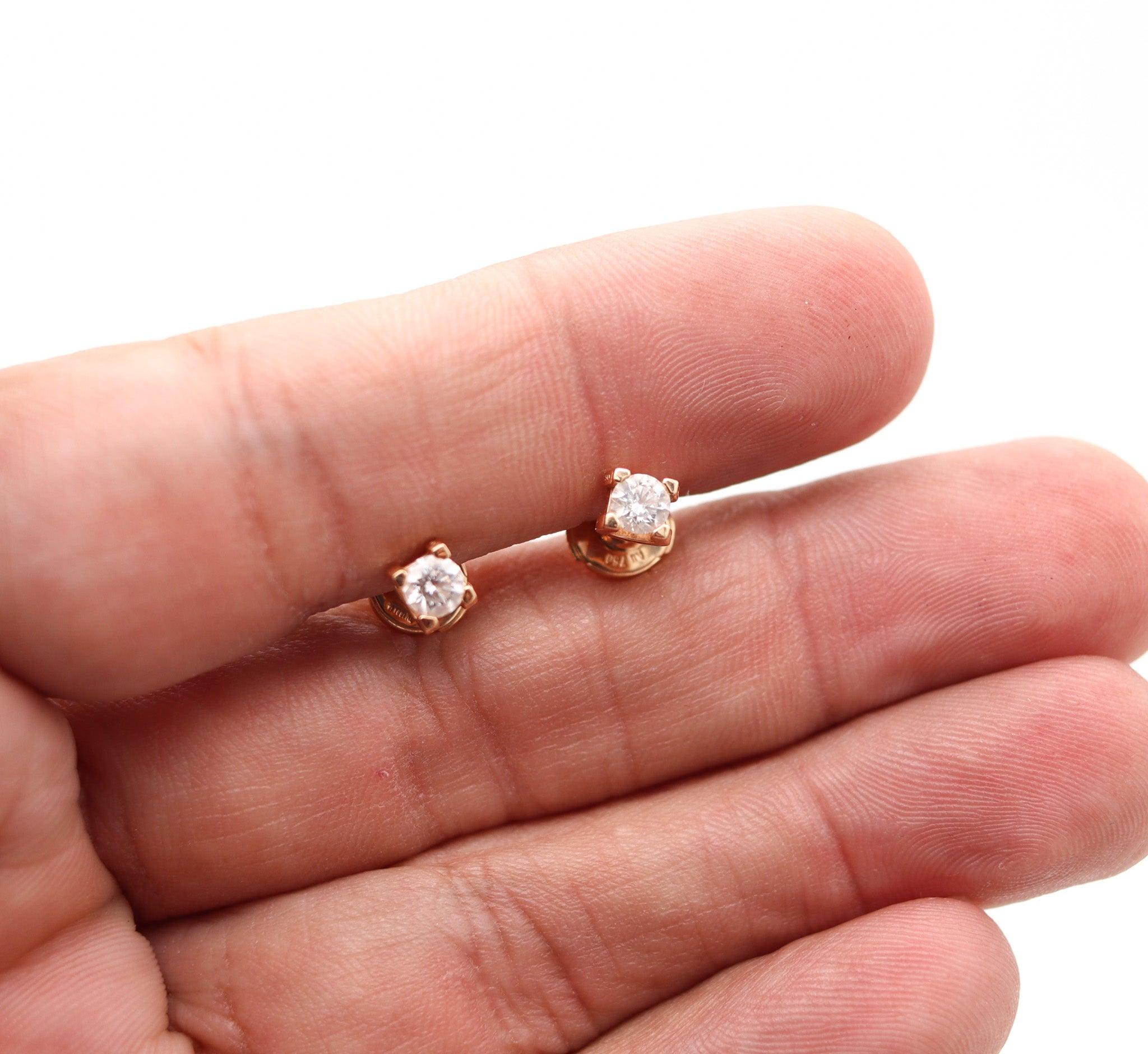 CARTIER Paris Gia Certified Studs Earrings 18Kt Gold With 0.50 Cts E VS 1 In Box For Sale 2