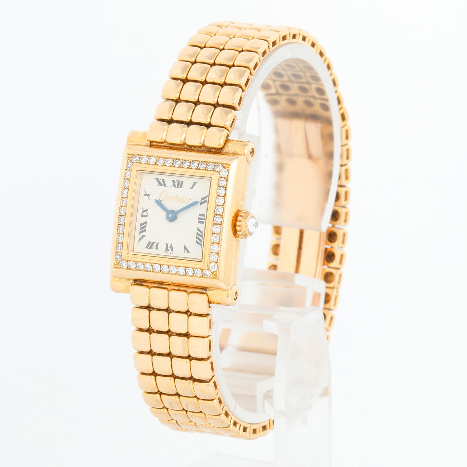 Cartier Paris Gold and Diamond 'Trocadero' Ladies Watch In Excellent Condition For Sale In Dallas, TX