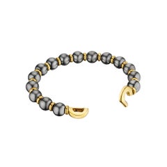 Cartier Paris Gold Hematite Beaded Vintage Bangle Bracelet