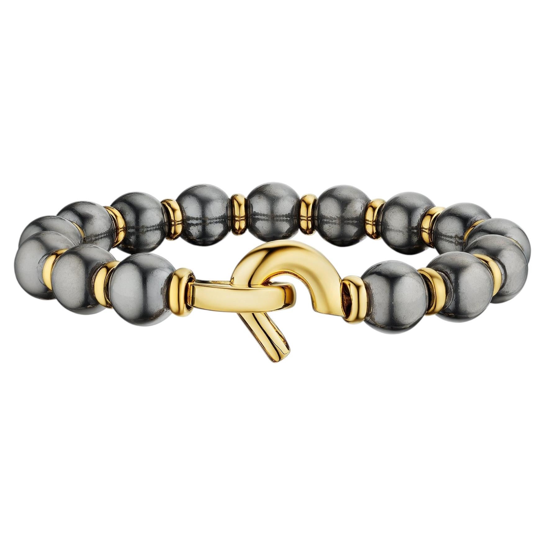 Cartier Paris Gold Hematite Beaded Vintage Bangle Bracelet For Sale