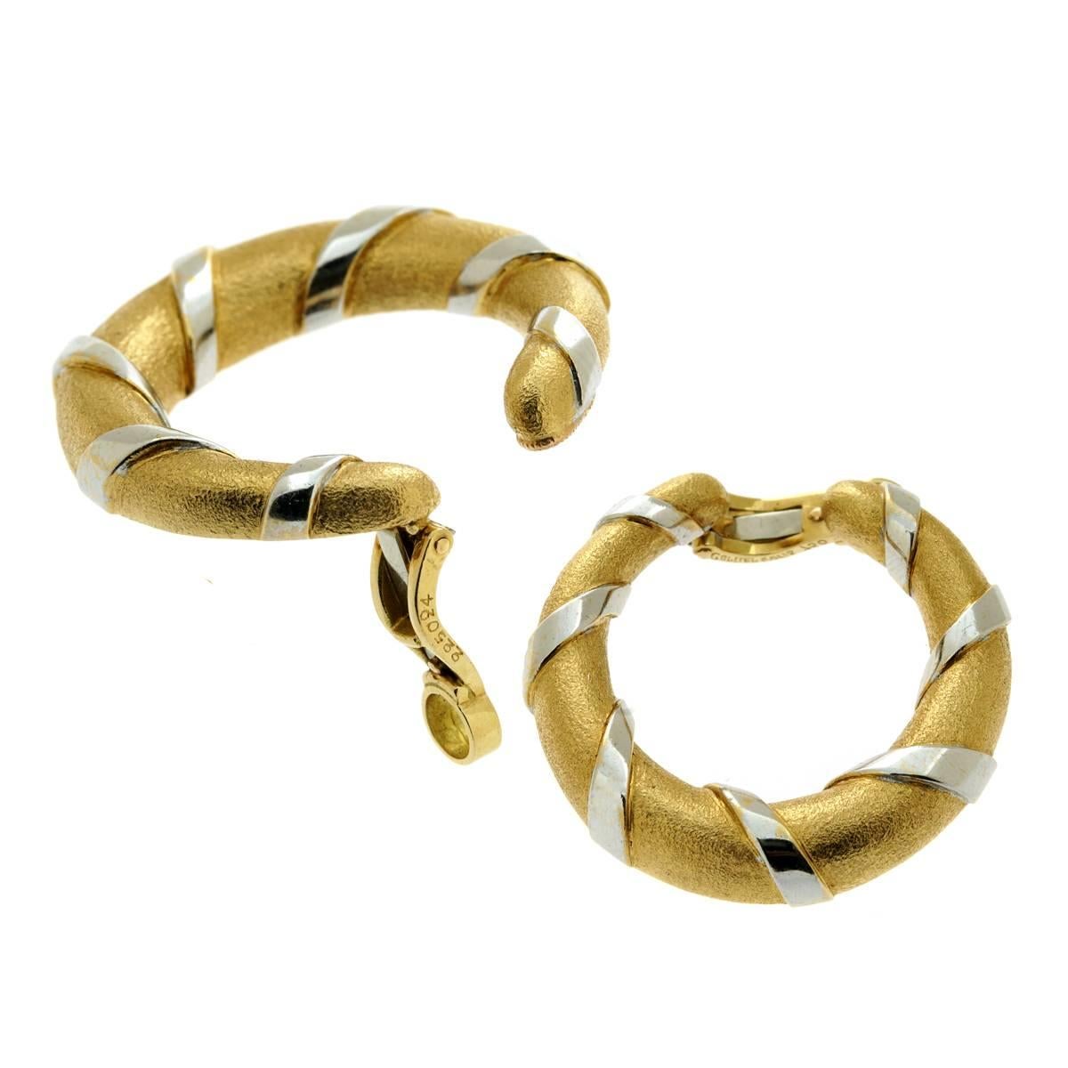 Cartier Paris Gold-Creolen, zweifarbige Ohrringe im Zustand „Hervorragend“ im Angebot in Feasterville, PA