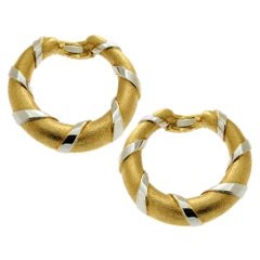 Cartier Paris Gold Hoop Two-Tone Earrings