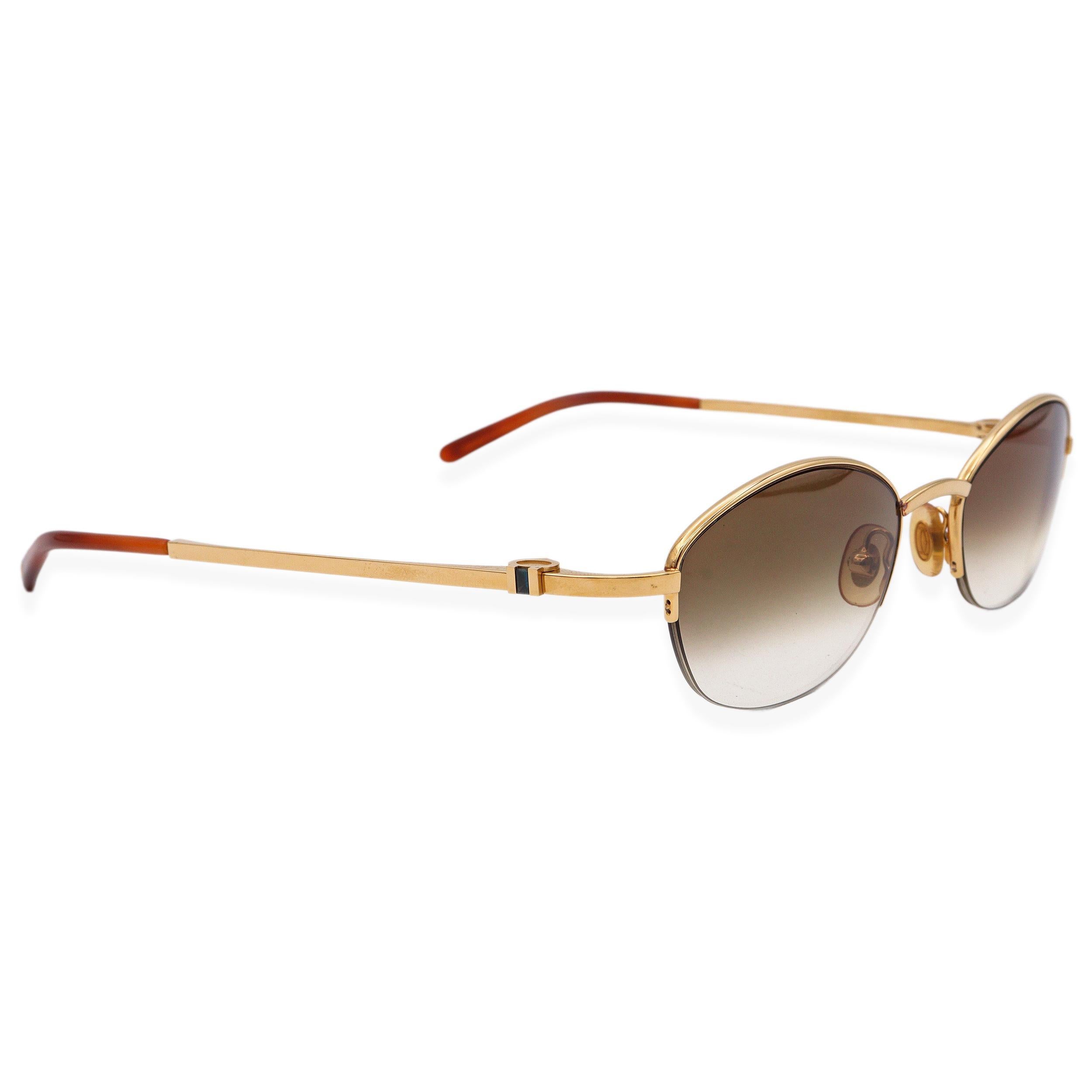 Women's Cartier Paris Gold Plated Sunglasses with Olive Gradient Lenses For Sale