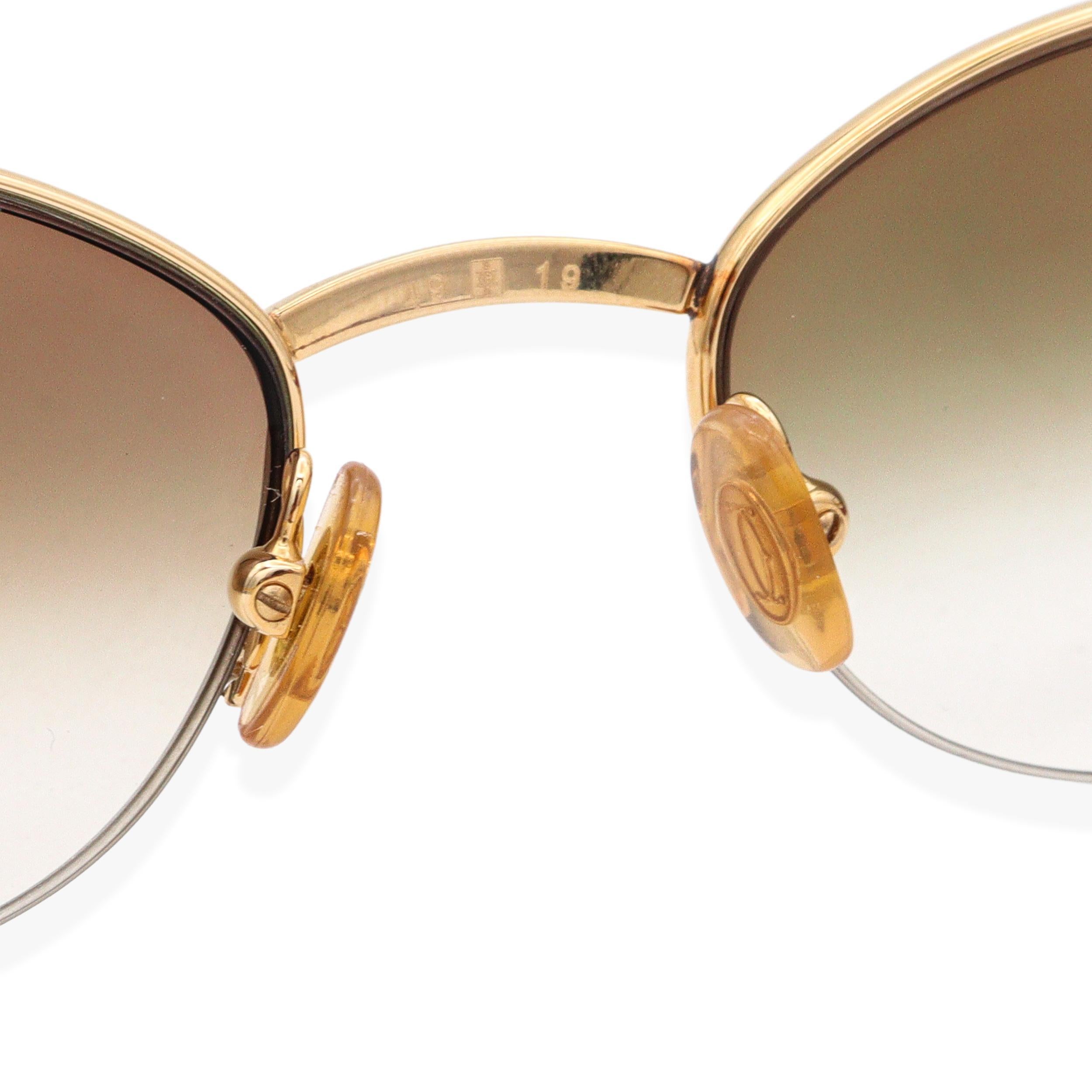 Cartier Paris Gold Plated Sunglasses with Olive Gradient Lenses For Sale 2