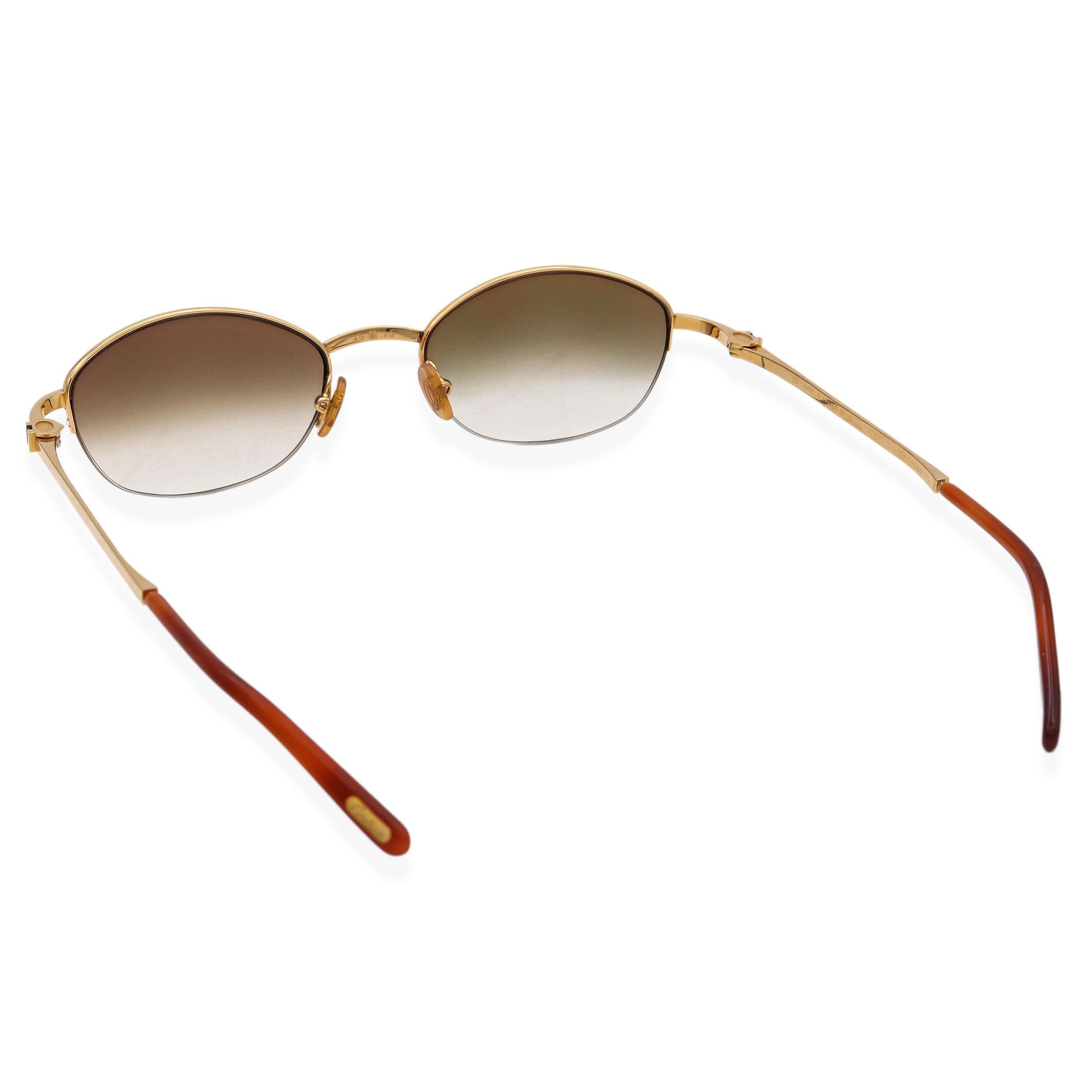 Cartier Paris Gold Plated Sunglasses with Olive Gradient Lenses For Sale 3