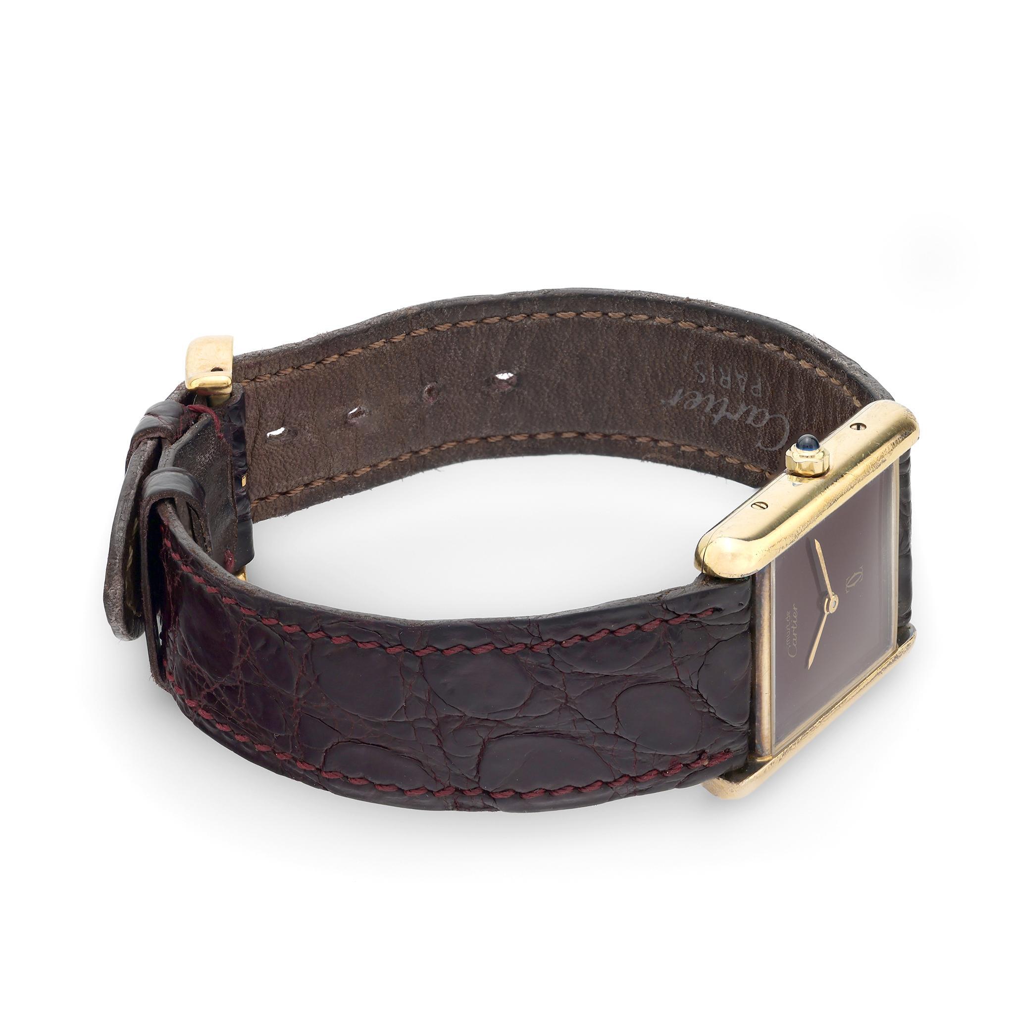 Cartier Paris Vergoldete Tank-Uhr, vergoldet im Zustand „Hervorragend“ im Angebot in Beverly Hills, CA