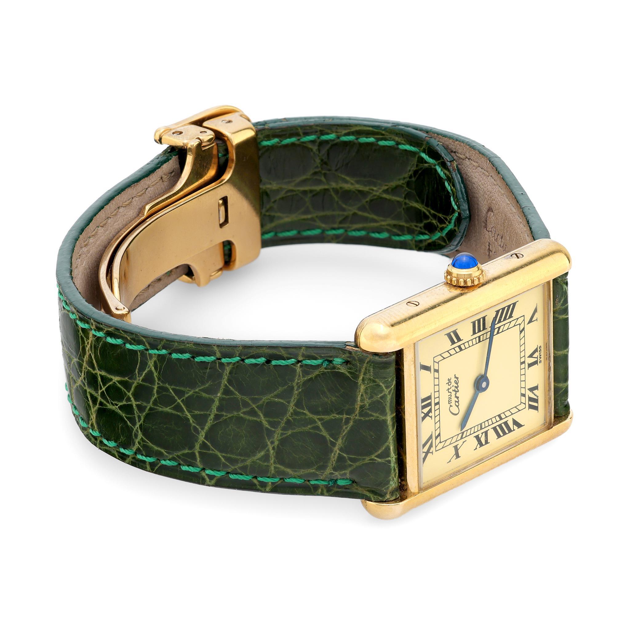 Cartier Paris Vergoldete Tank-Uhr, vergoldet (Moderne)