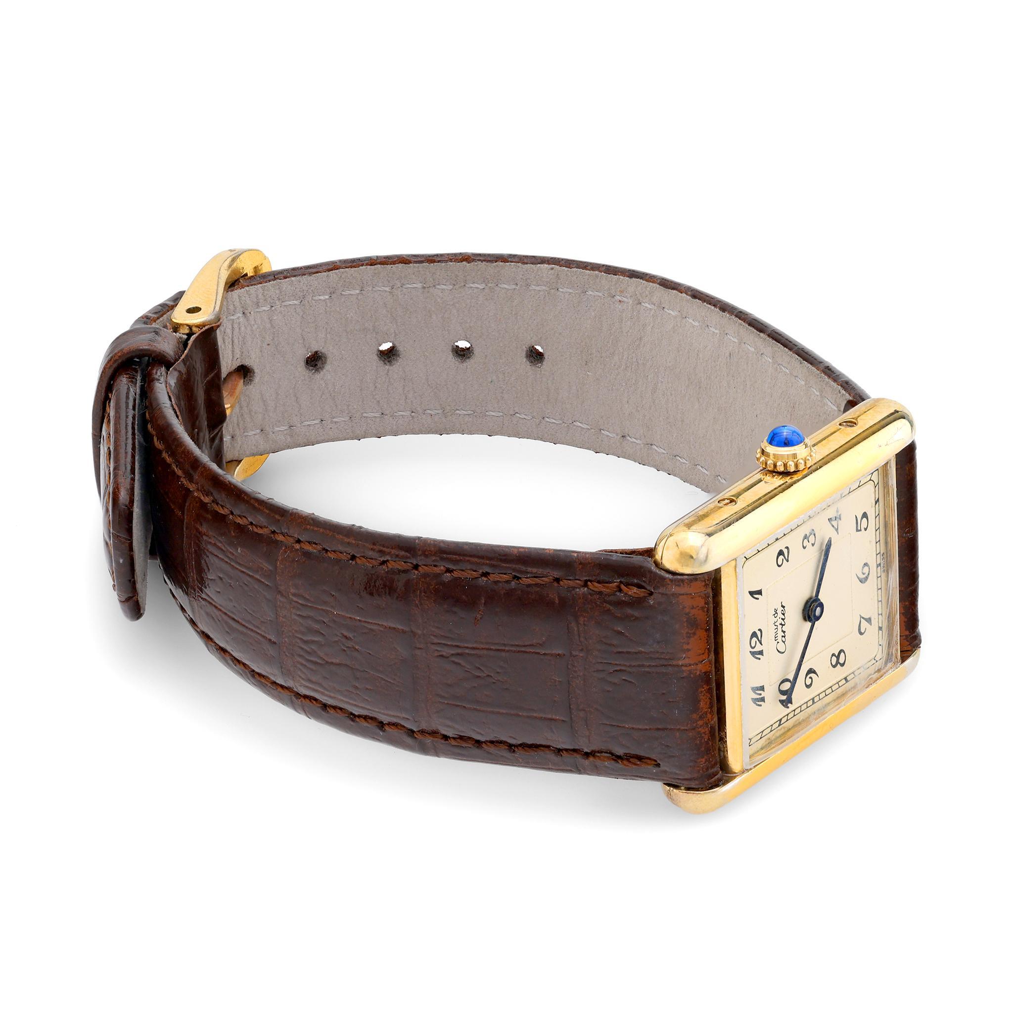 Modern Cartier Paris gold plated Tank watch
