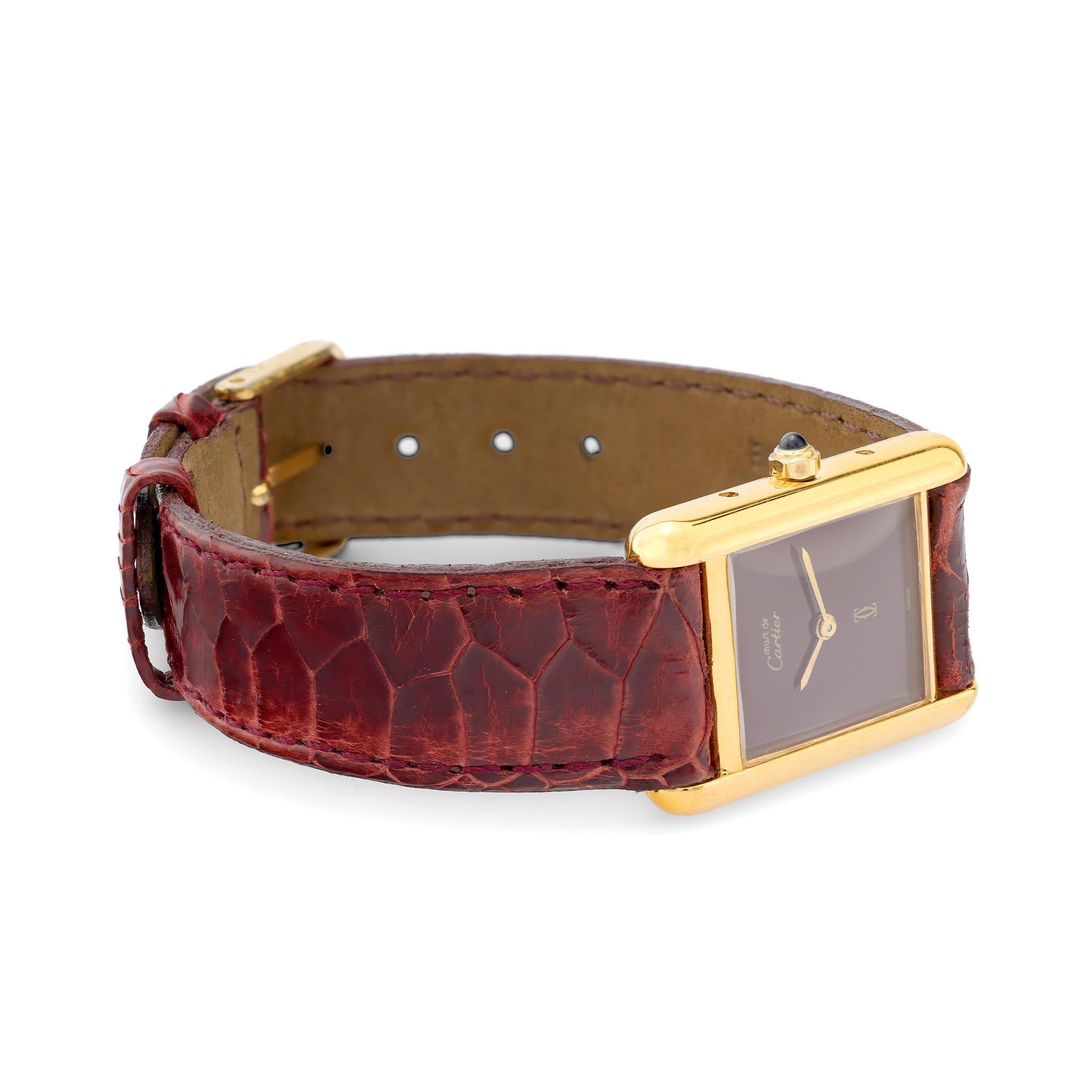 Modern Cartier Paris gold plated tank watch For Sale