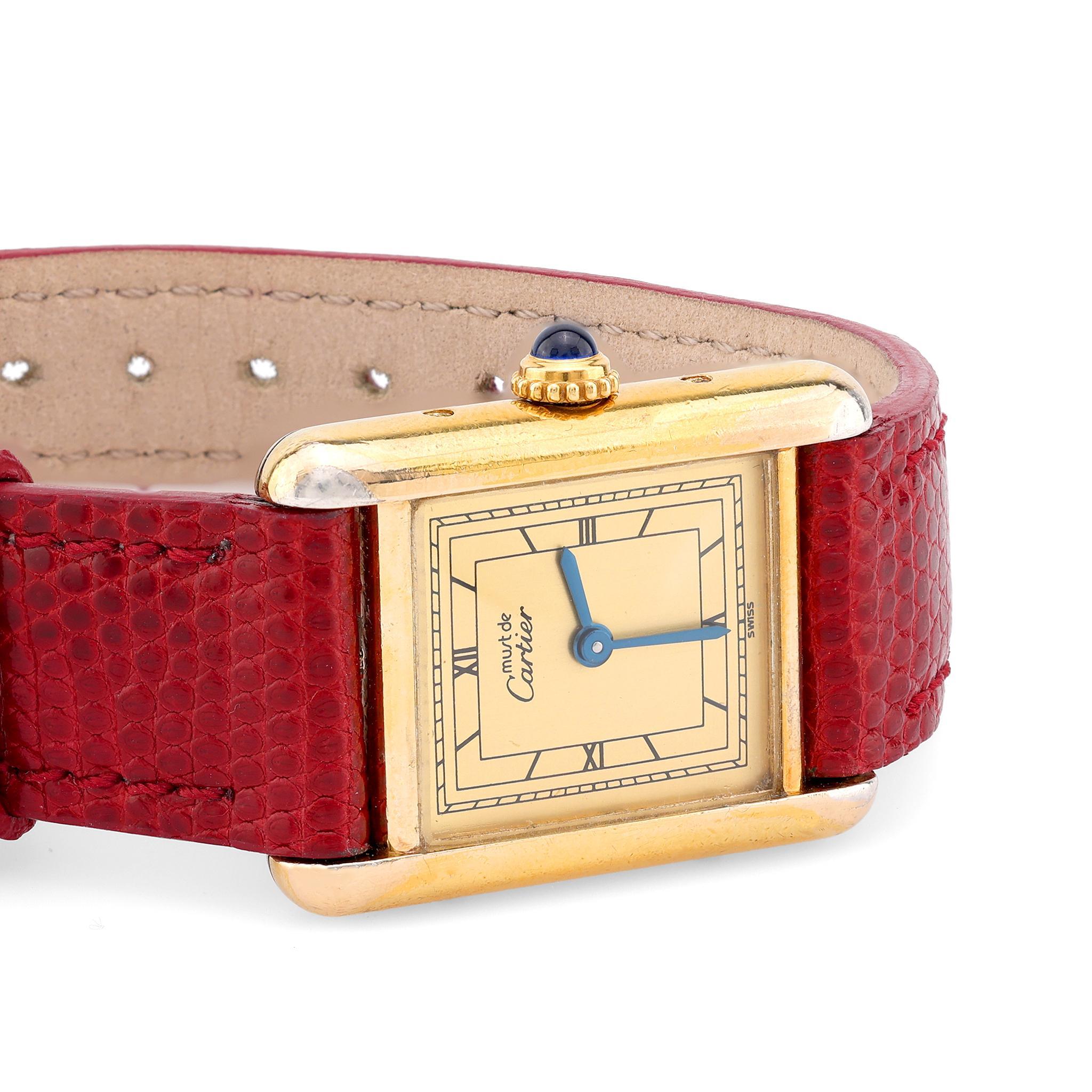 Moderne Montre Tank Cartier Paris plaquée or