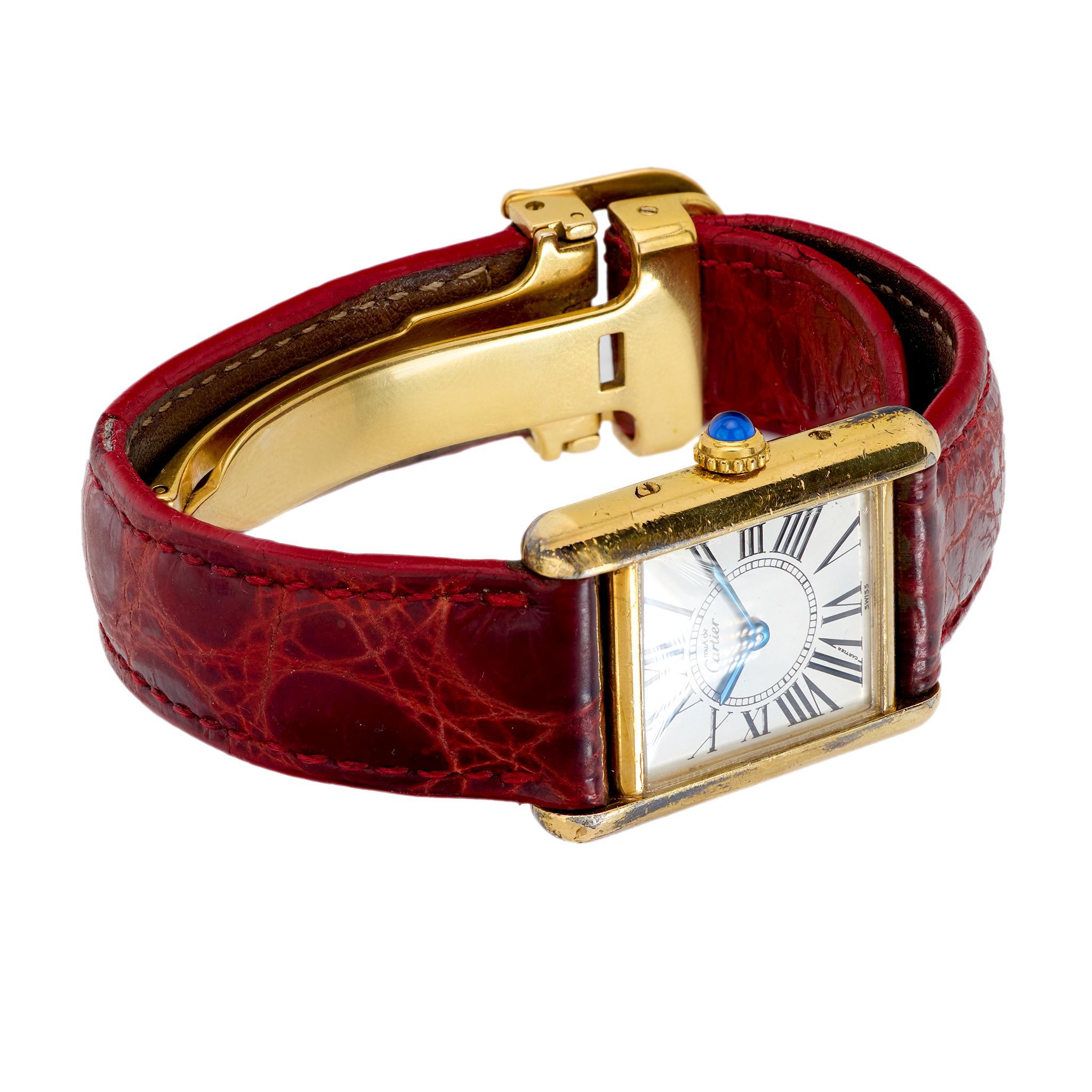 Moderno Orologio Cartier Paris con serbatoio placcato oro in vendita