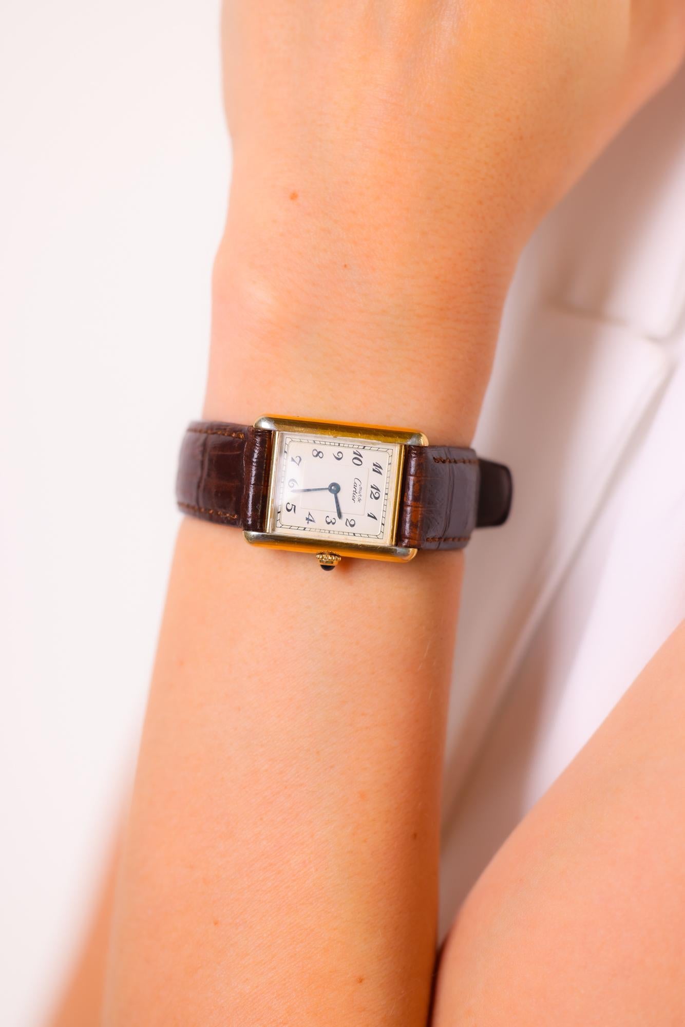 Cartier Paris gold plated Tank watch In Excellent Condition In Beverly Hills, CA