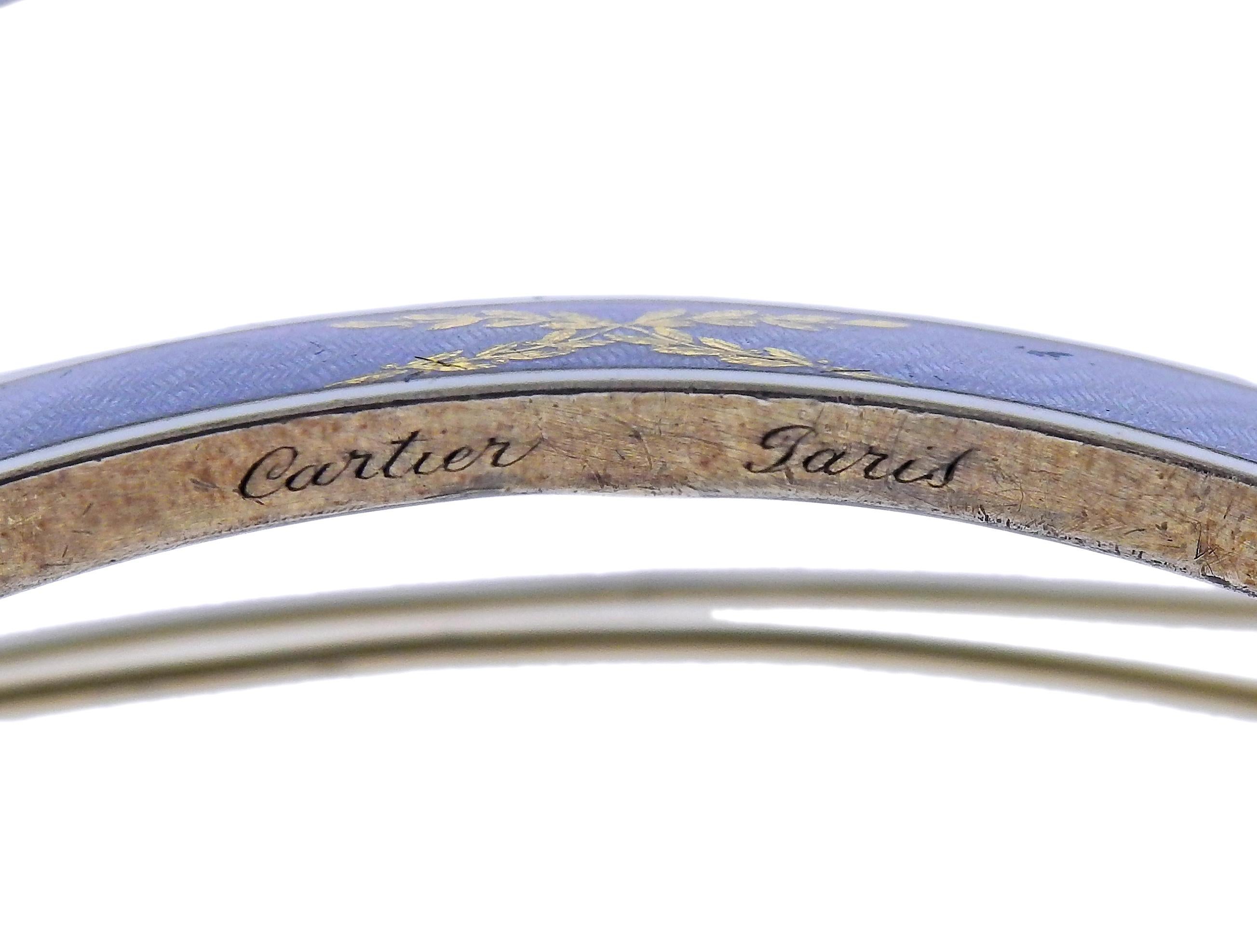 Women's or Men's Cartier Paris Guilloche Enamel Gold Silver Buckle Brooch For Sale