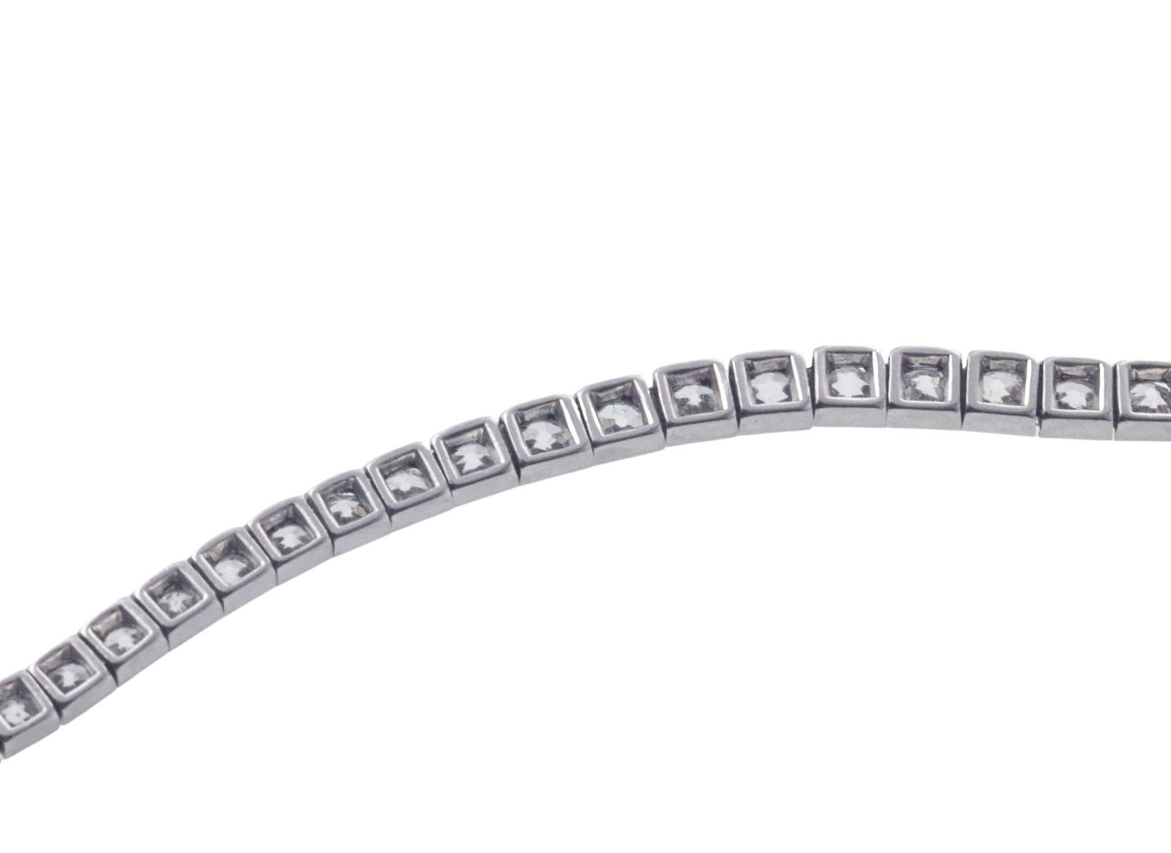 Women's Cartier Paris Iconic Art Deco Old Mine Cut Diamond Platinum Tennis Bracelet For Sale