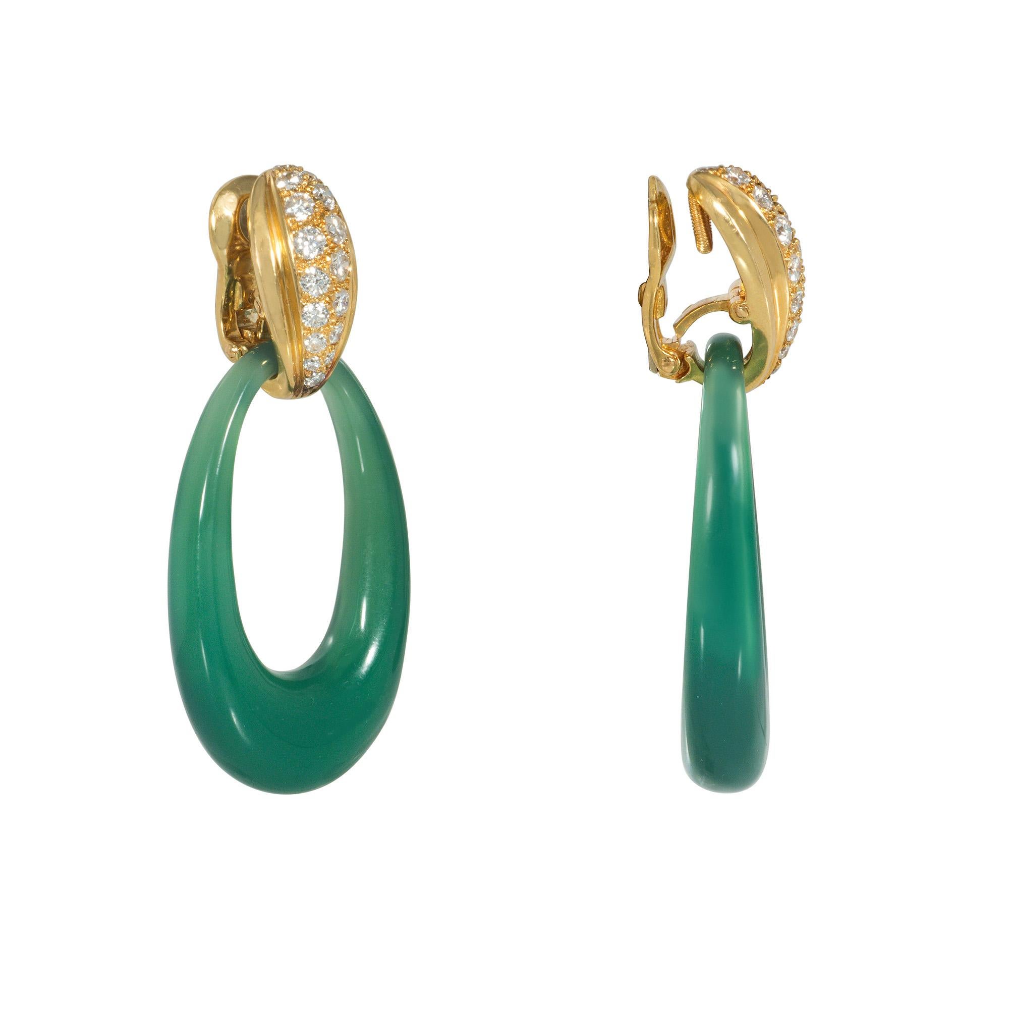 Taglio rotondo Orecchini intercambiabili Cartier Paris in oro e crisofrasa in vendita