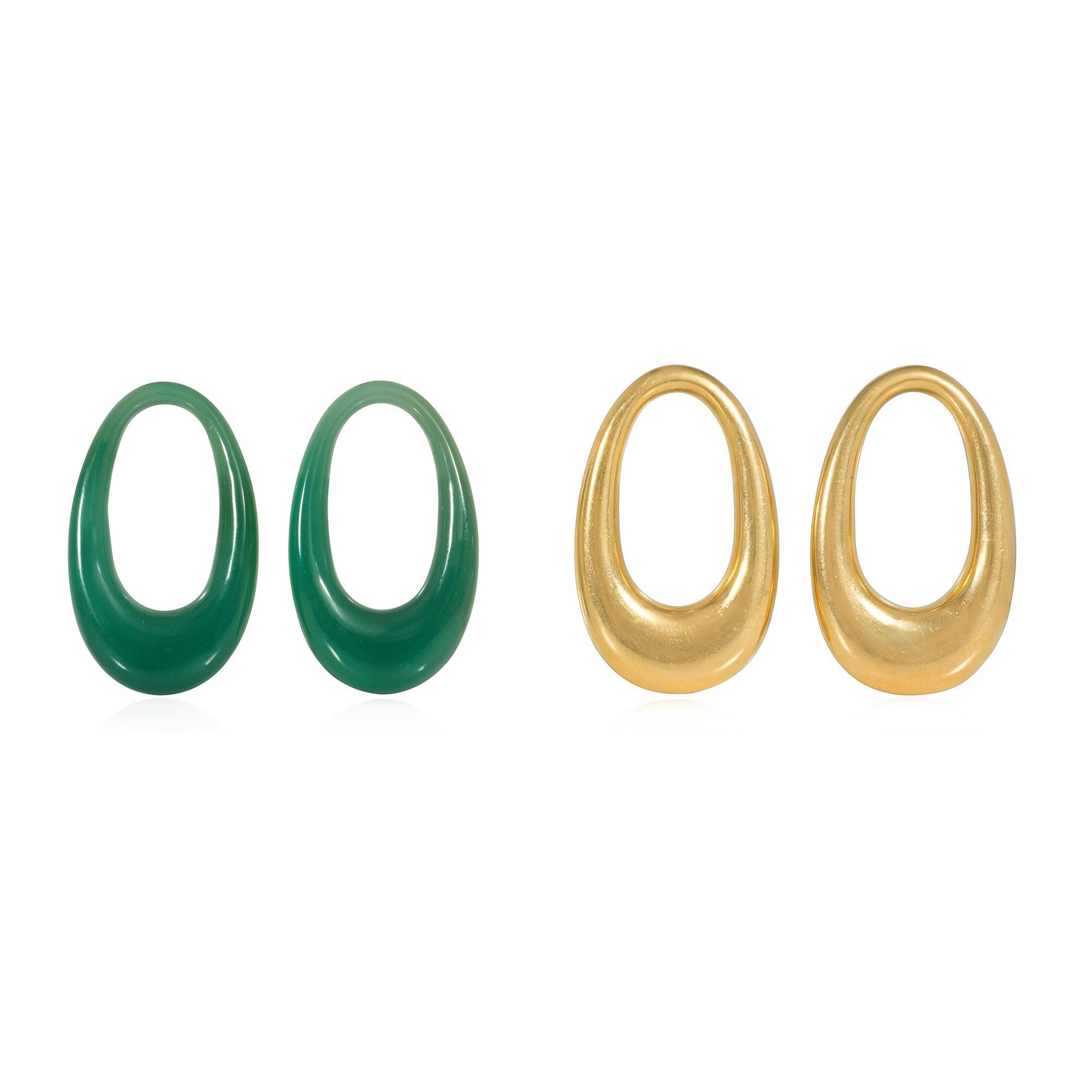 Orecchini intercambiabili Cartier Paris in oro e crisofrasa in vendita 2