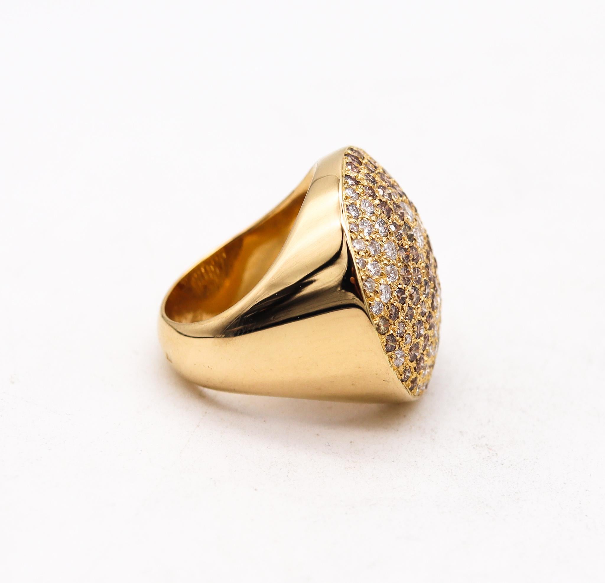Modern Cartier Paris Jeton Sauvage Cocktail Ring 18Kt Yellow Gold with 3.18 Ctw Diamond For Sale