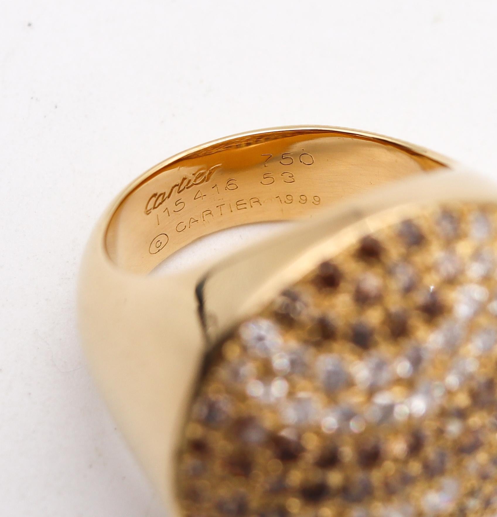 Brilliant Cut Cartier Paris Jeton Sauvage Cocktail Ring 18Kt Yellow Gold with 3.18 Ctw Diamond For Sale